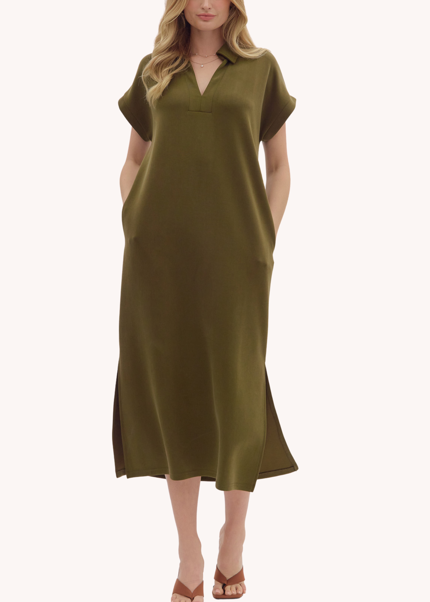 Julie Midi Dress in Olive