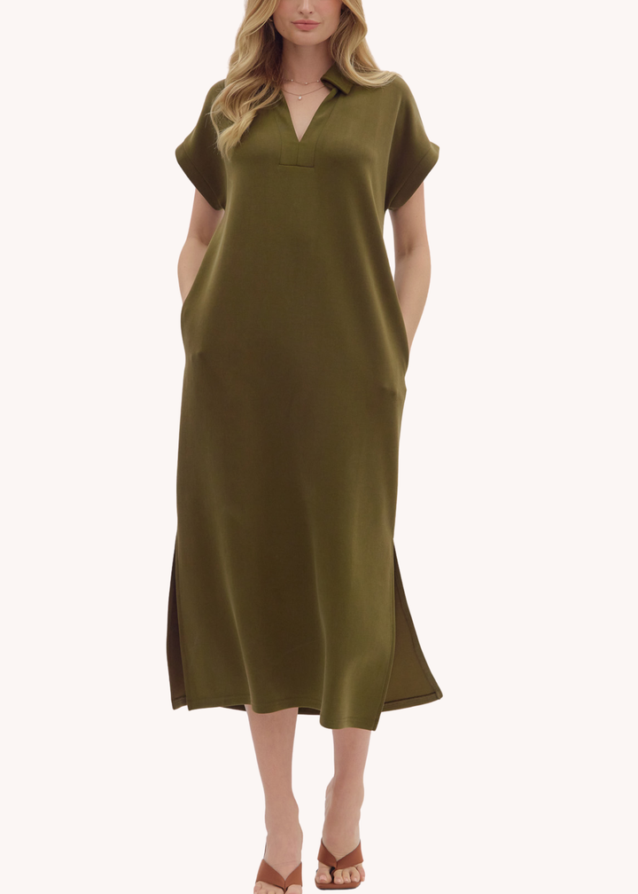Julie Midi Dress in Olive