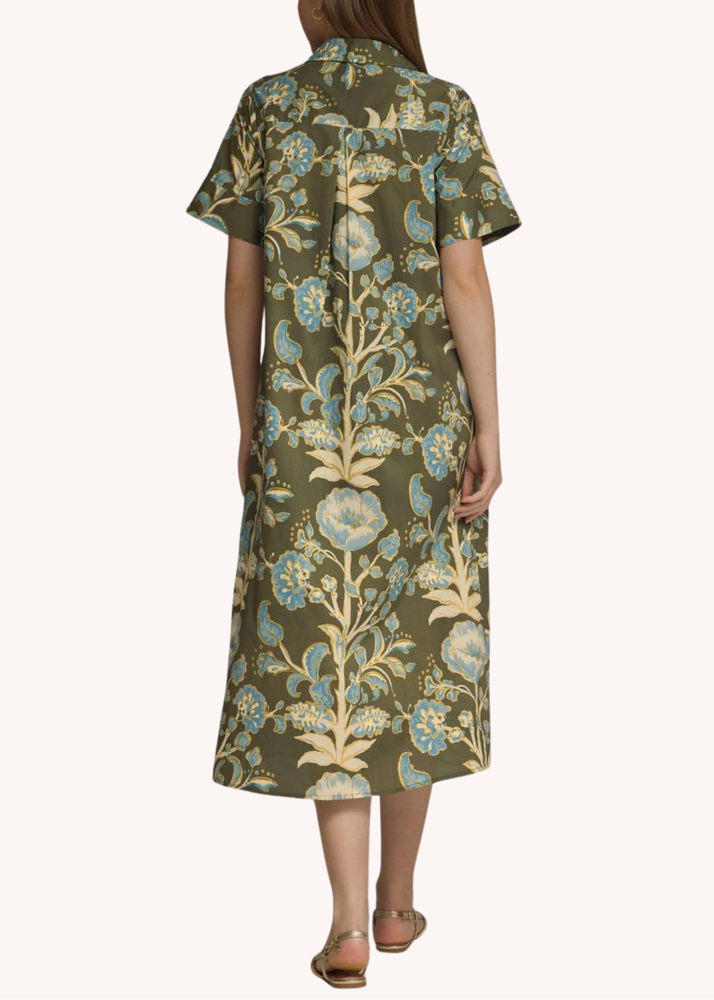 Lydia Cotton Midi Dress in Olive