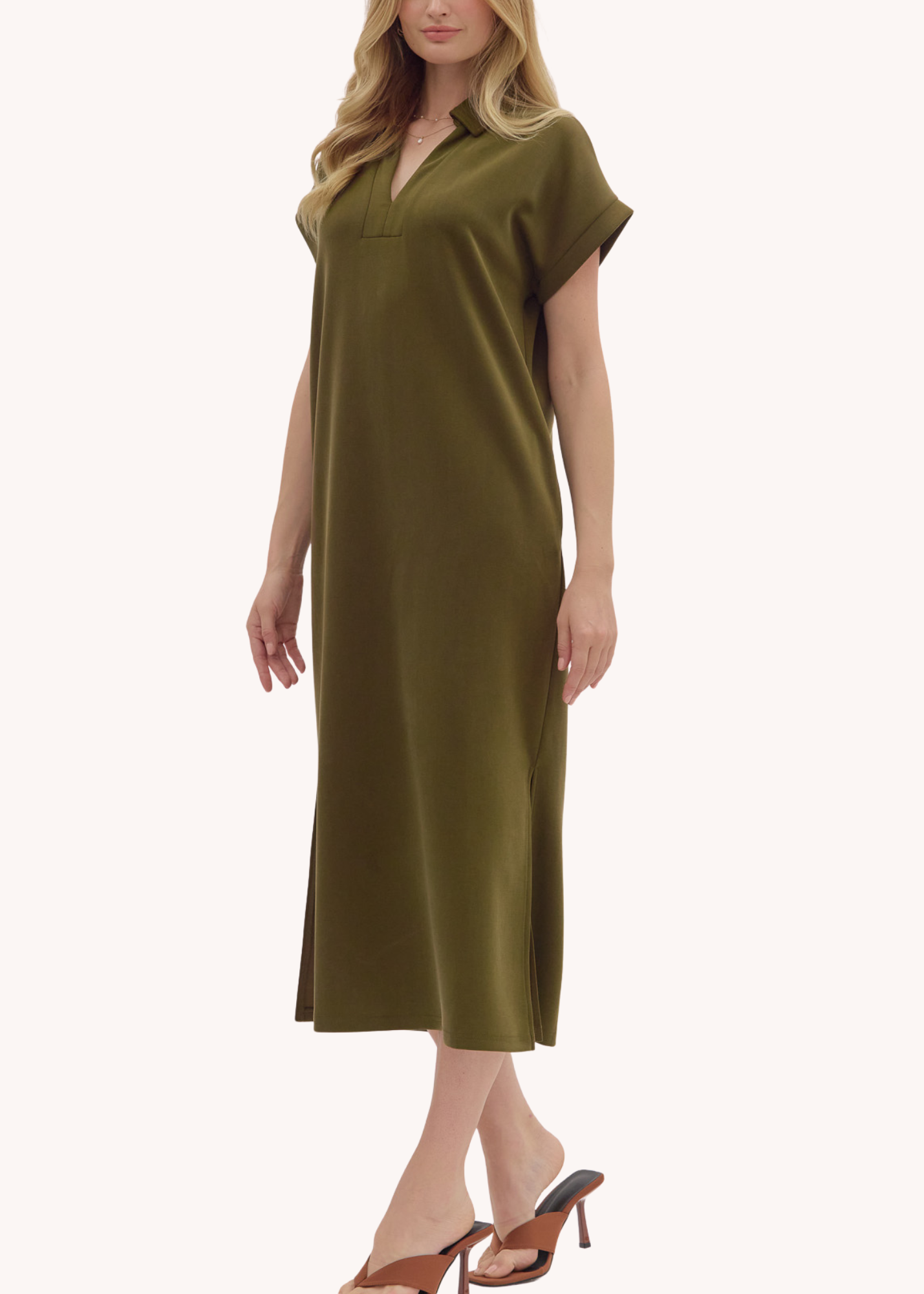 Julie Midi Dress in Olive