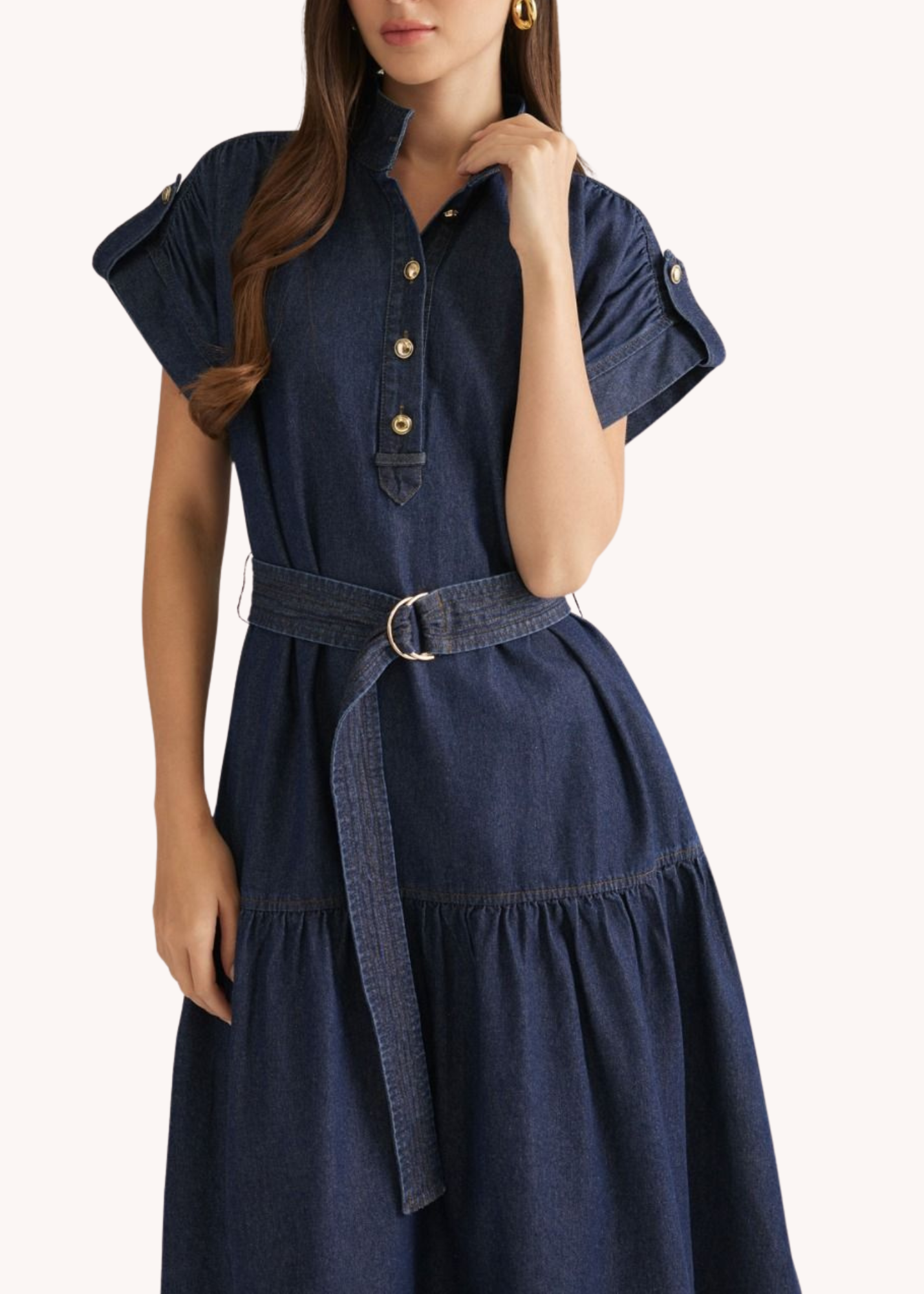 Betsy Midi Dress in Dark Denim