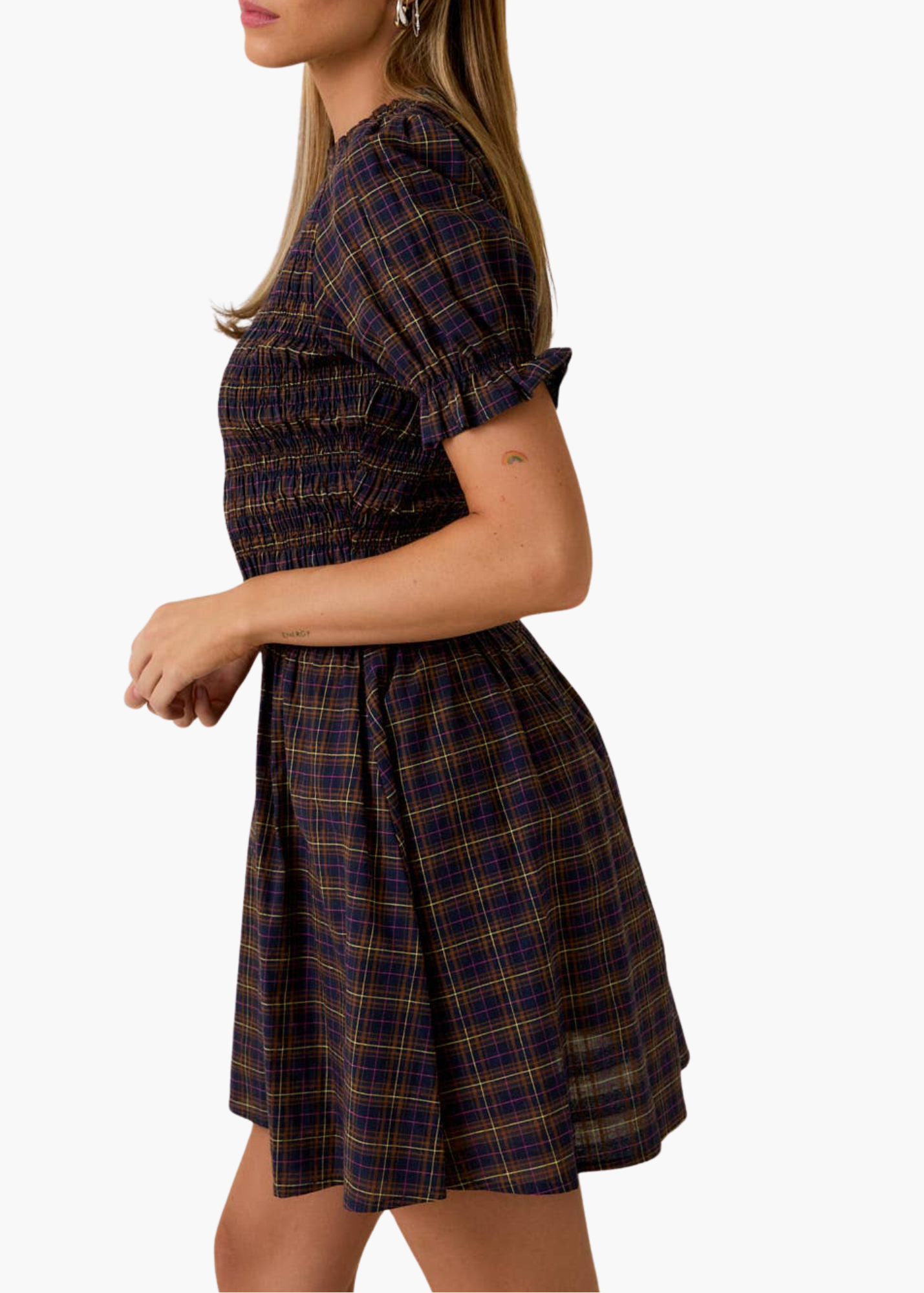 Laura Midi Dress in Fall Plaid