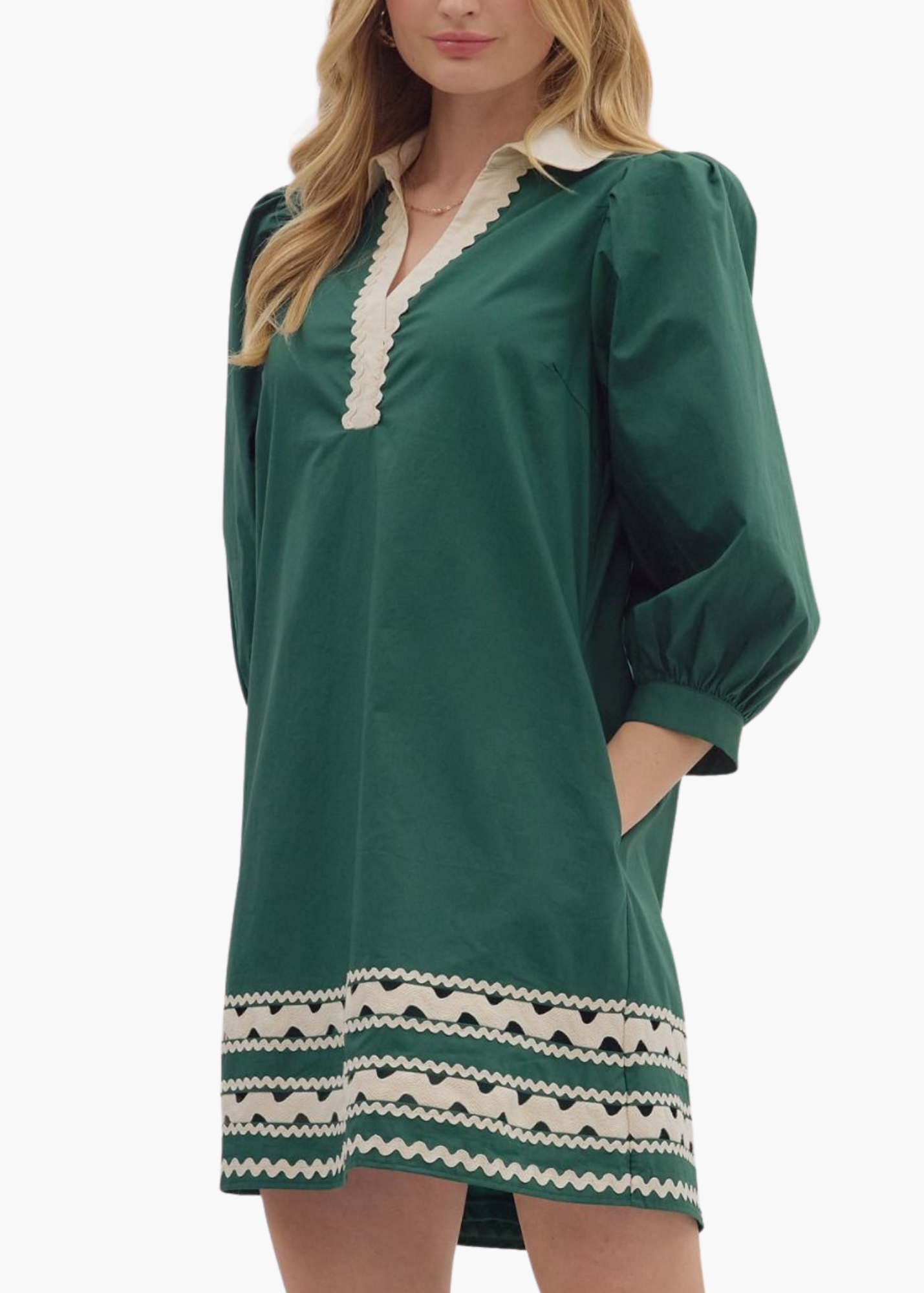 Lina Mini Dress in Hunter Green