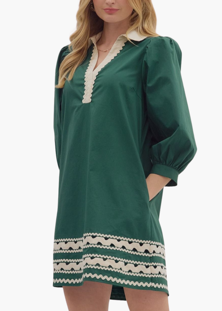 Lina Mini Dress in Hunter Green