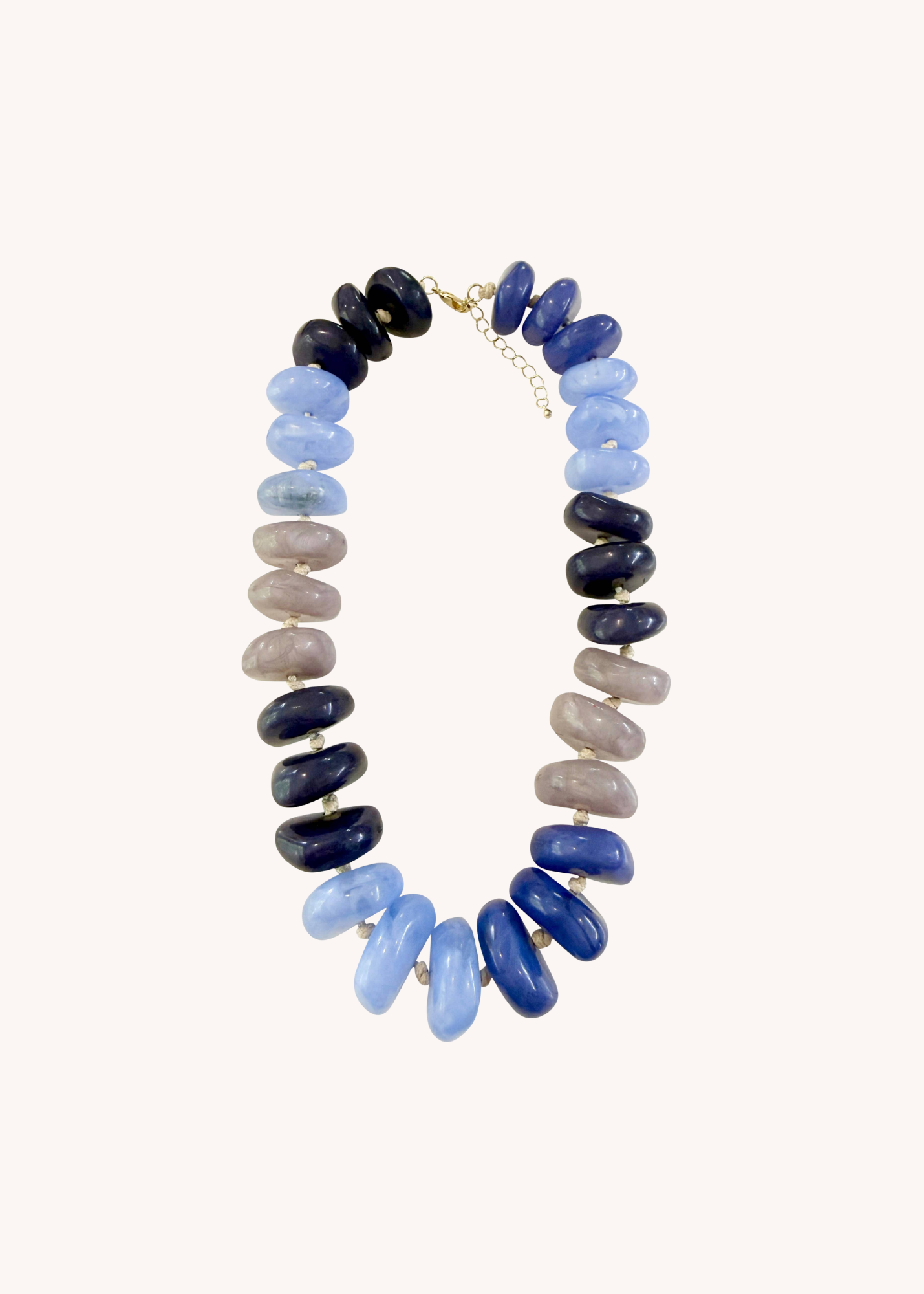 Delray Chunky Beaded Necklace in Blue Mix