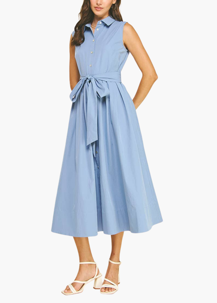 Hayden Midi Shirt Dress in Blue