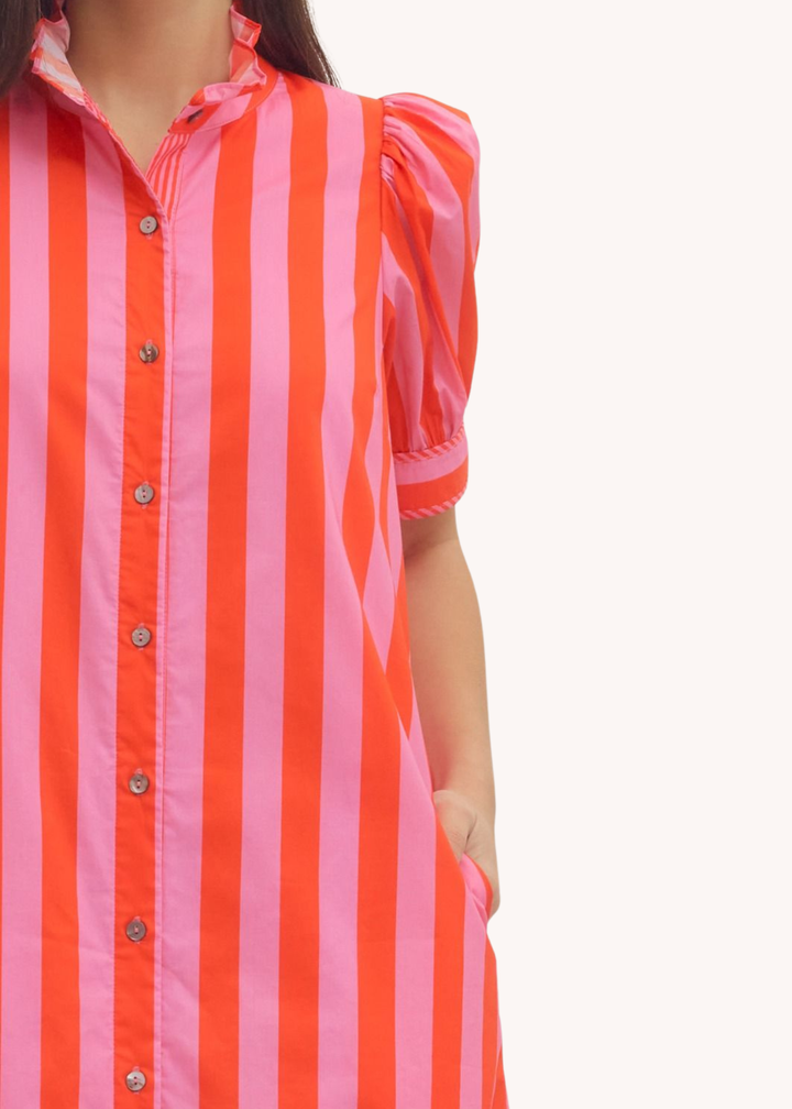 Juliet Striped Cotton Midi in Pink