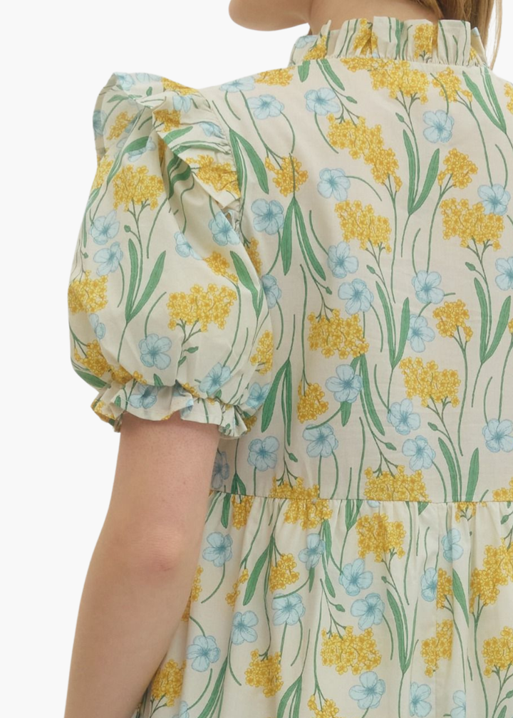 Evelyn Midi Dress in Lemon