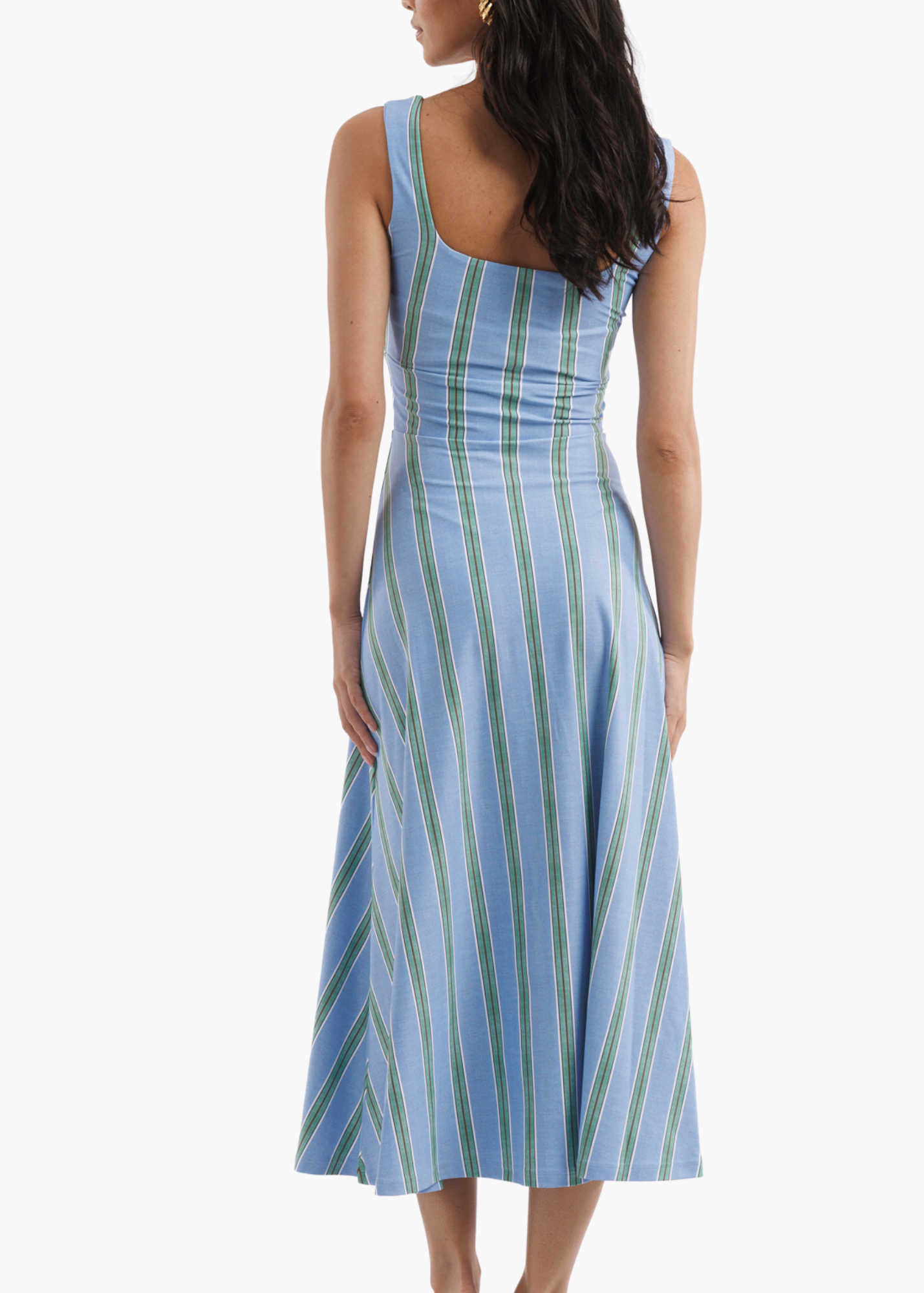 Diana Button Front Dress in Hydrangea Stripe