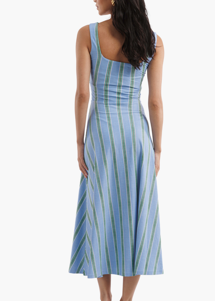 Diana Button Front Dress in Hydrangea Stripe