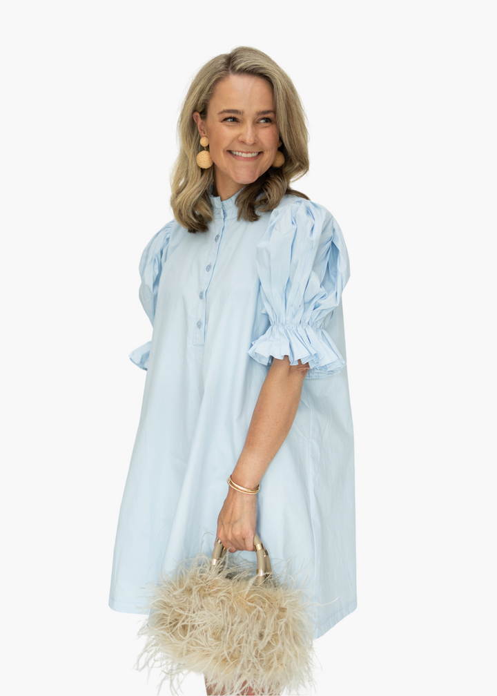 Henry Puff Sleeve Dress in Powder Blue