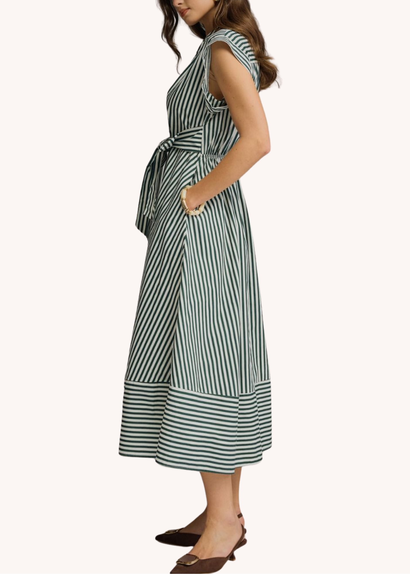 Callahan Cotton Midi Shirt Dress in Hunter Green