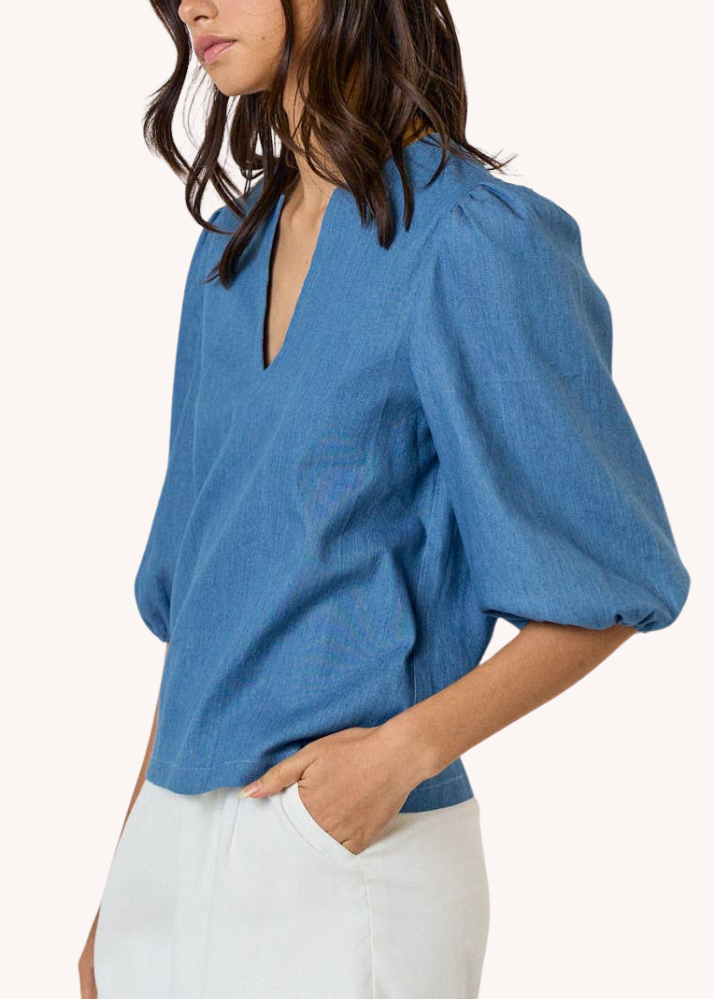 Denim Puff Sleeve Top