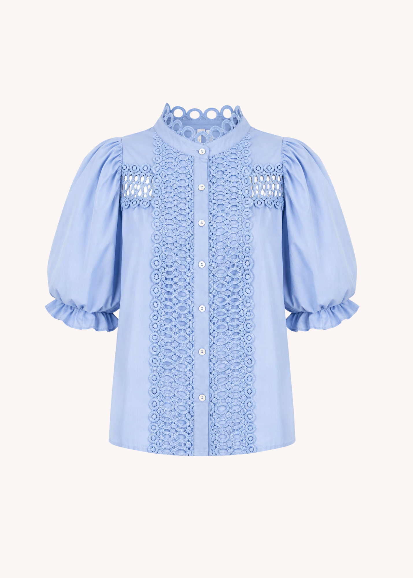 Marlena Puff Sleeve Top in Light Blue