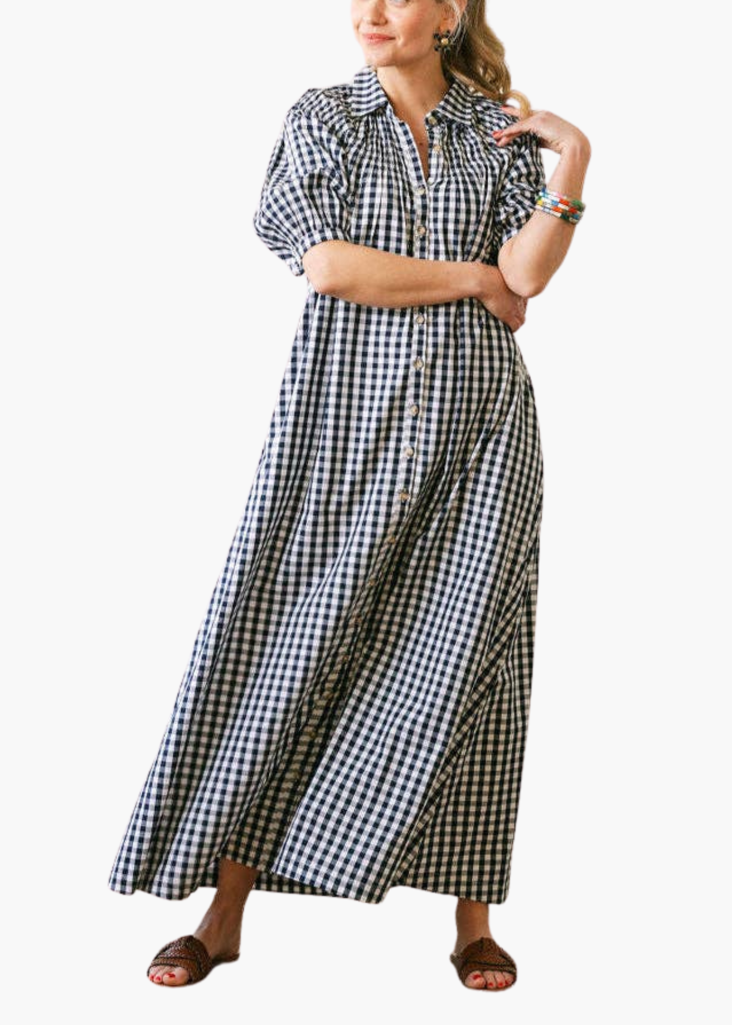 Navy Gingham Oasis Dress