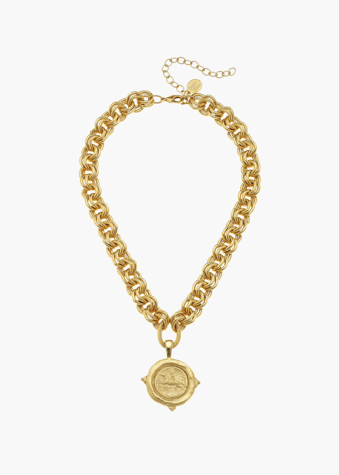 Handcast Gold "Equestrian" Intaglio Necklace