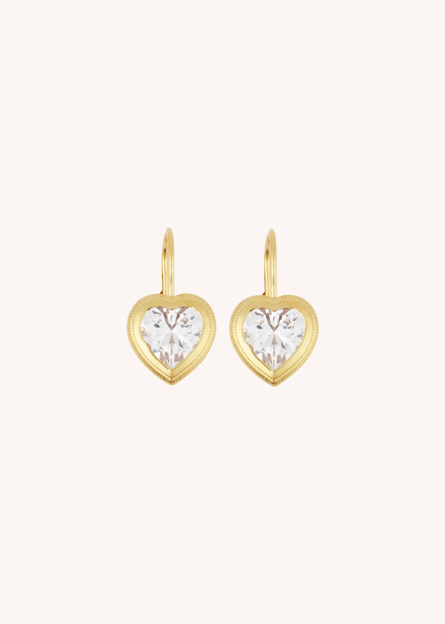 Bezel Heart Drop Earrings