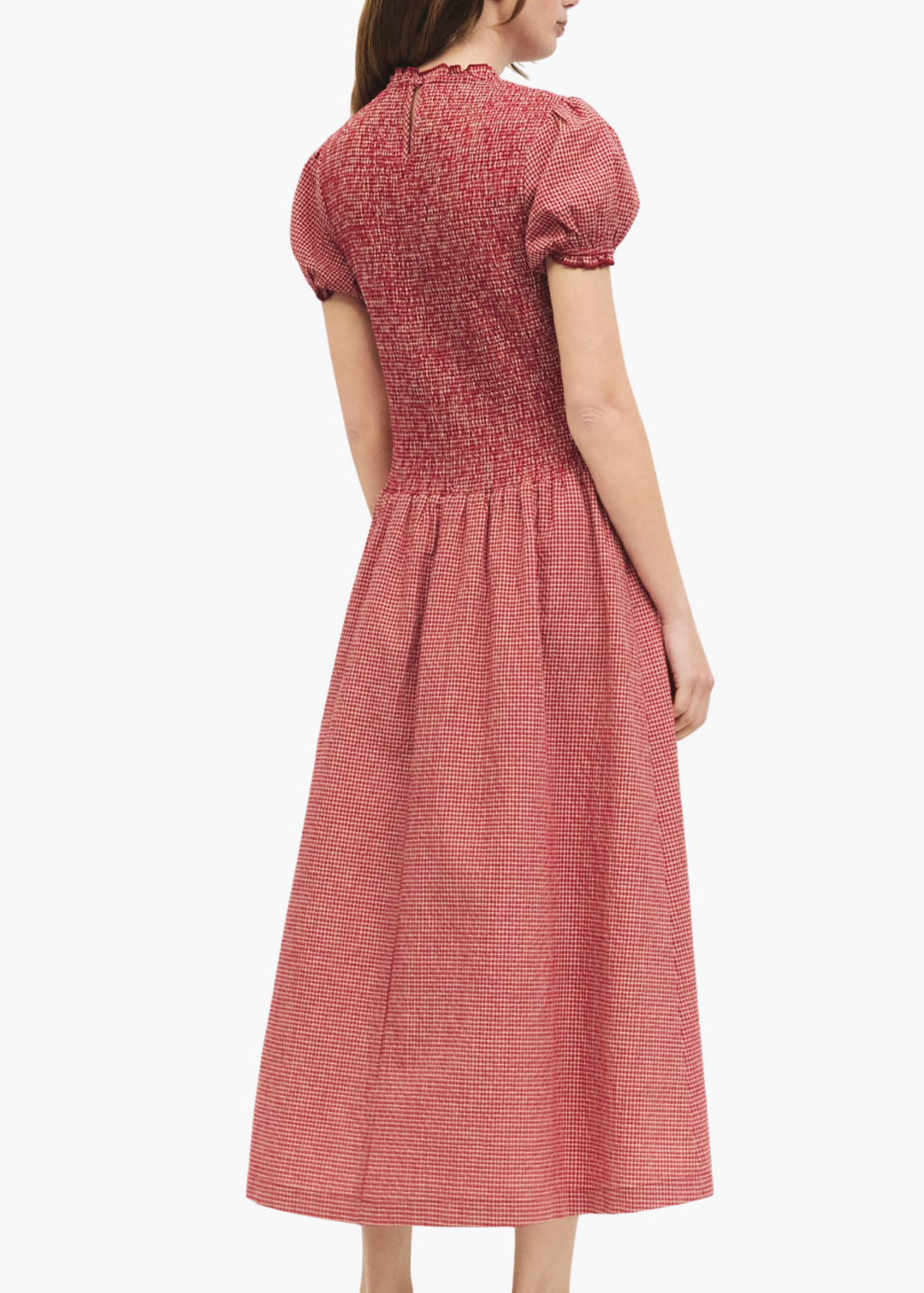 Gisele Smocked Midi Dress in Red