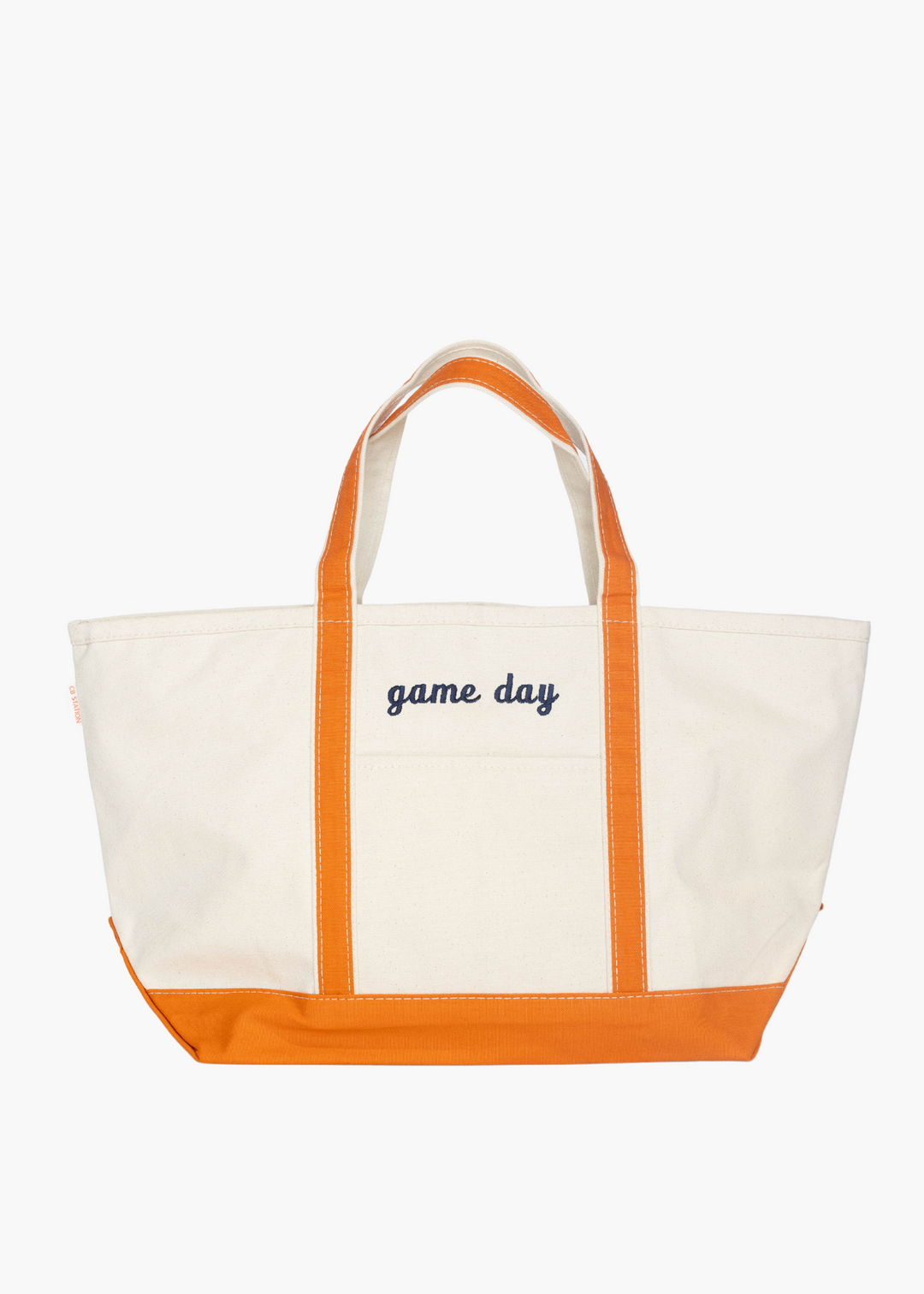 Large Game Day Boat Tote in Orange and Navy