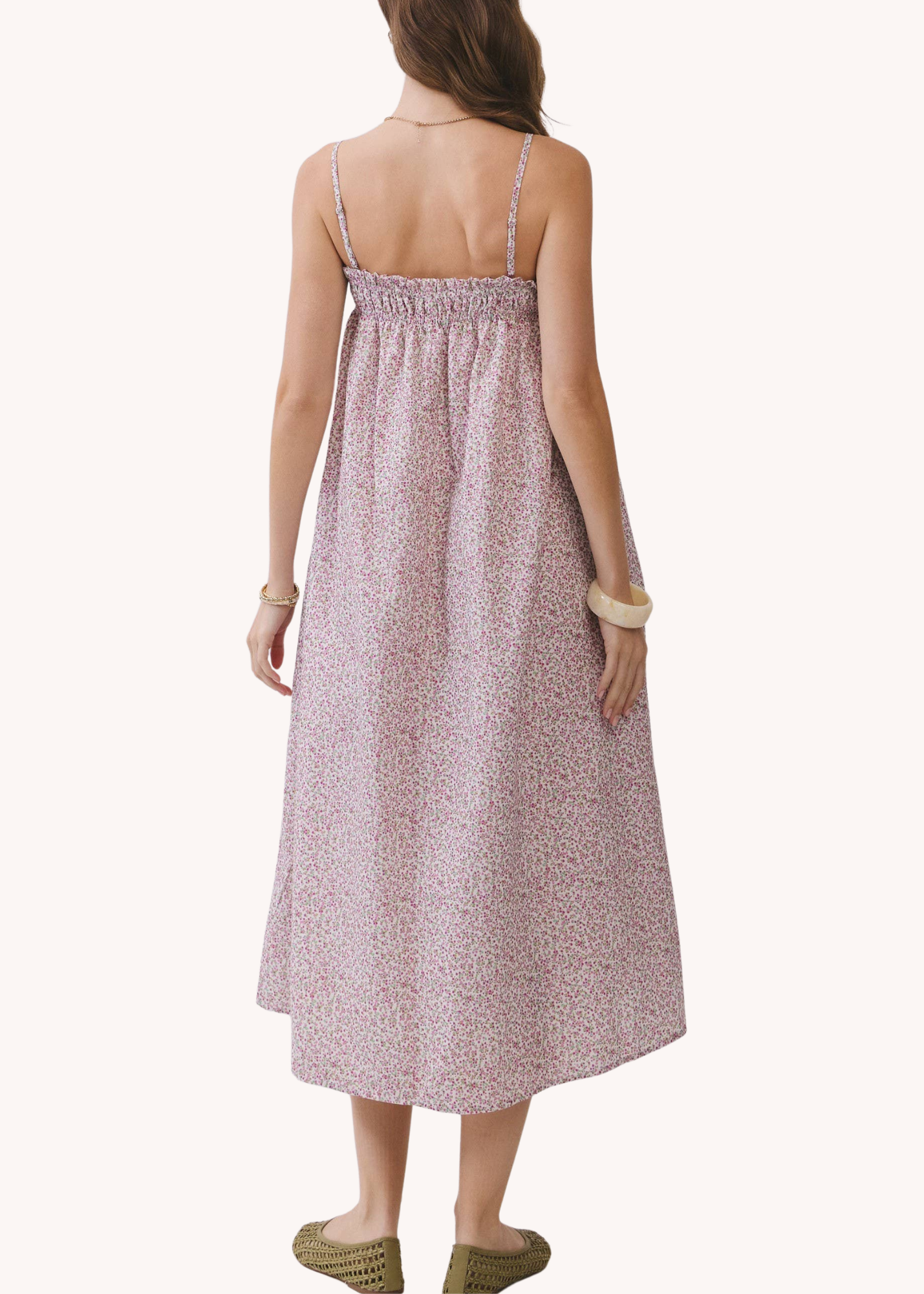 Ditsy Smocked Floral Midi Dress