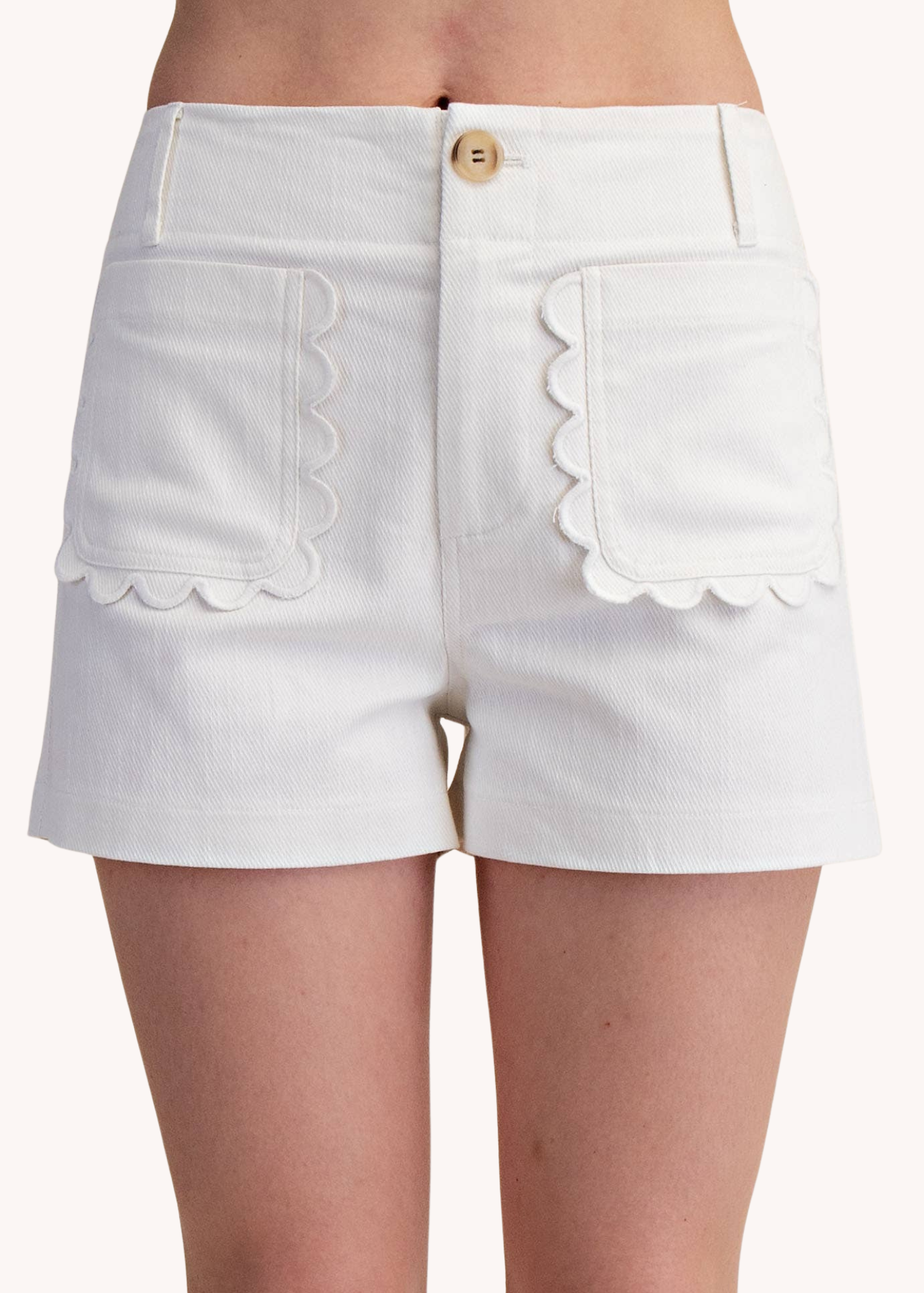 Colette Scalloped Shorts in White