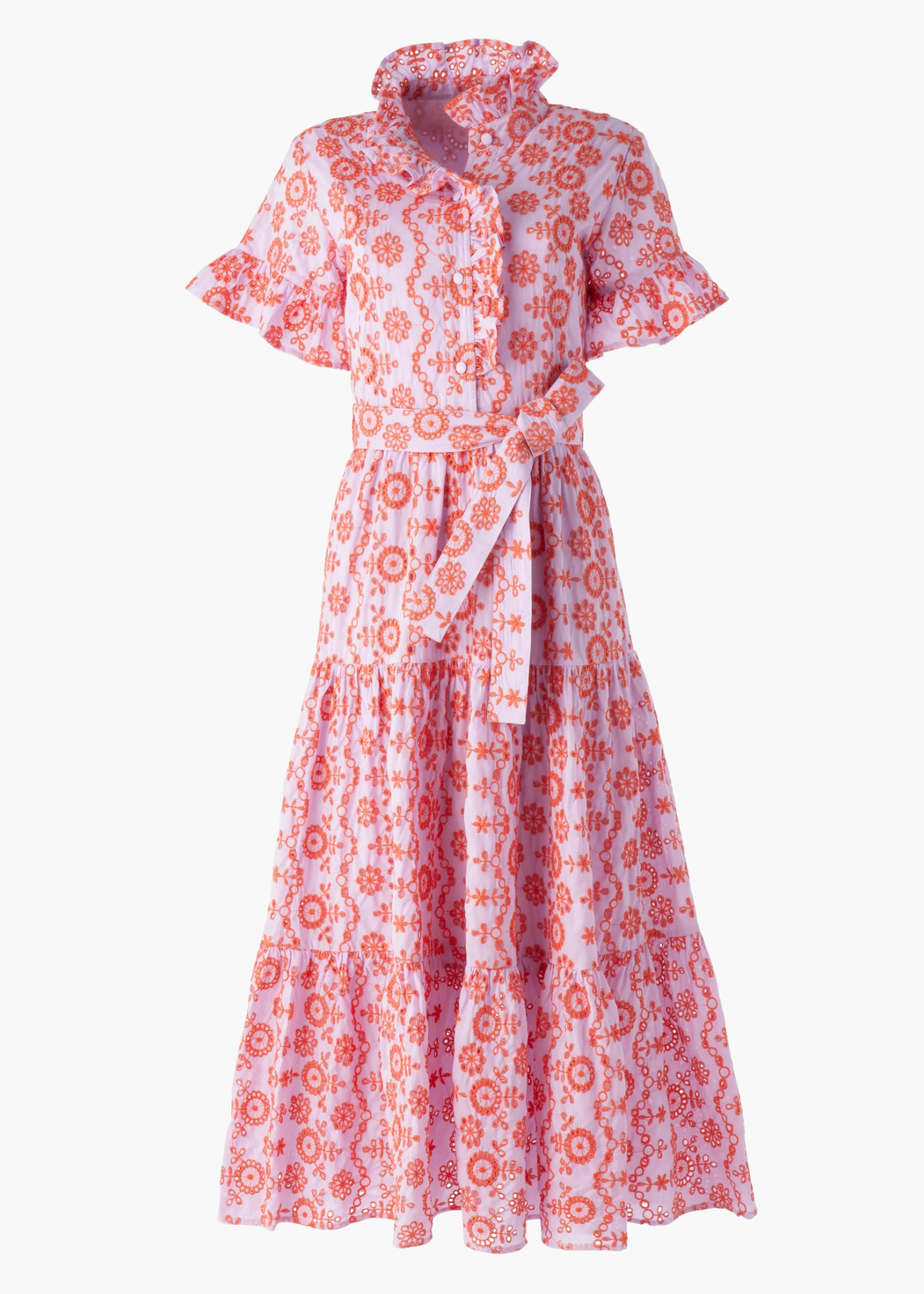 Sadie Maxi Dress in Lavender Coral Eyelet
