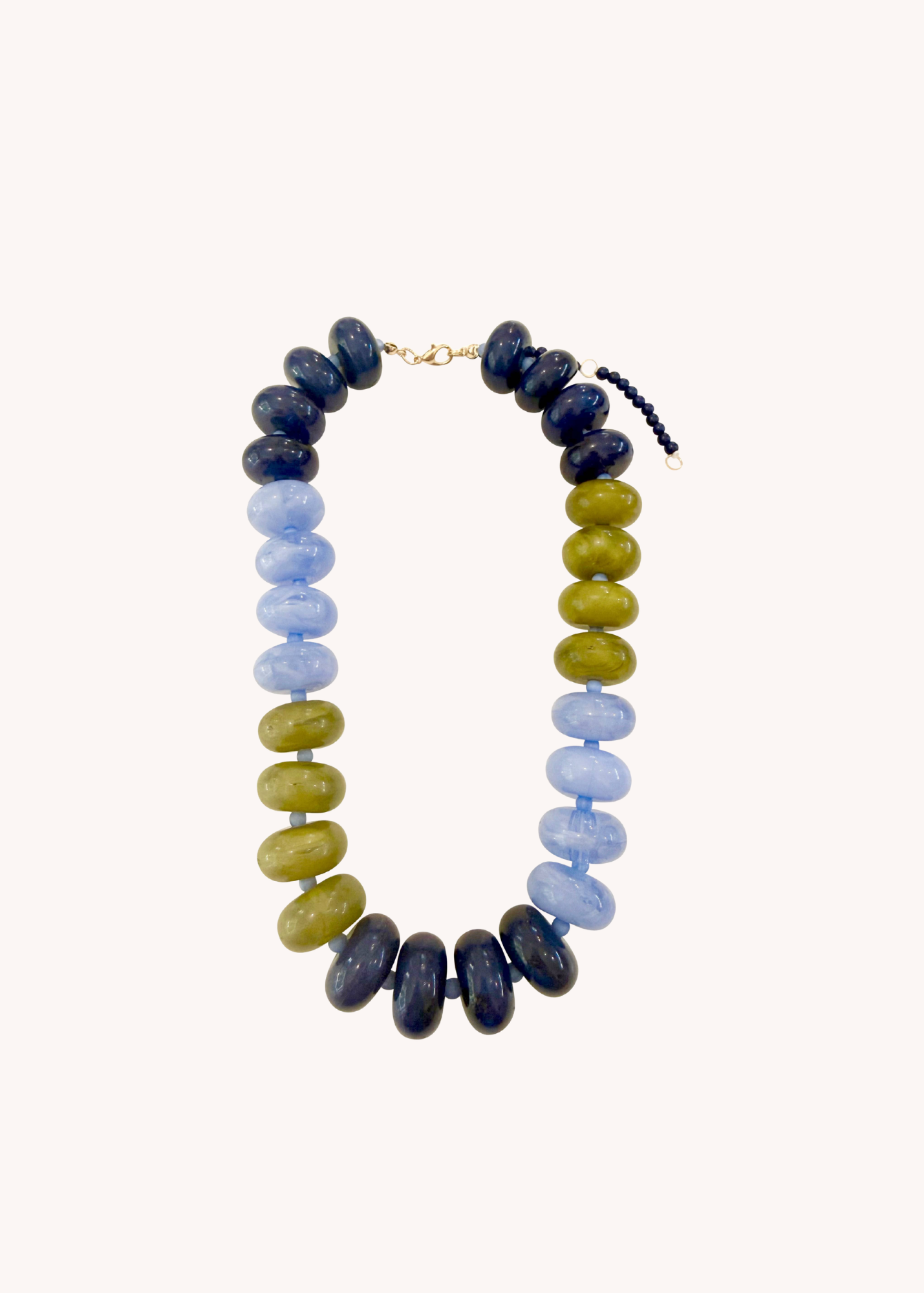 Carissa Chunky Beaded Necklace in Light Blue Olive Mix