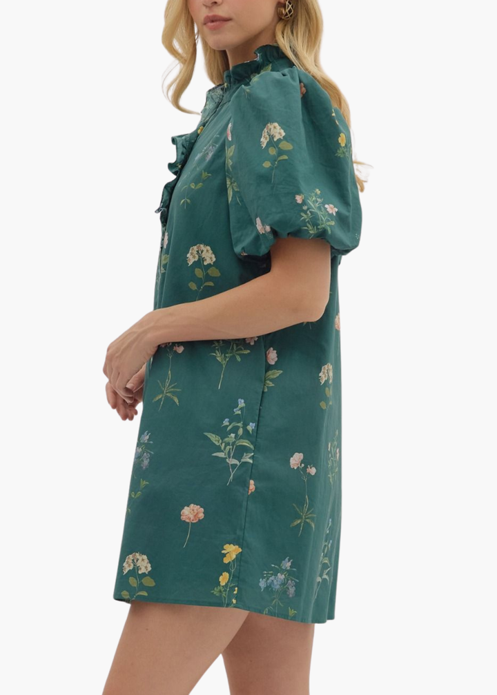Madison Mini Dress in Hunter Green