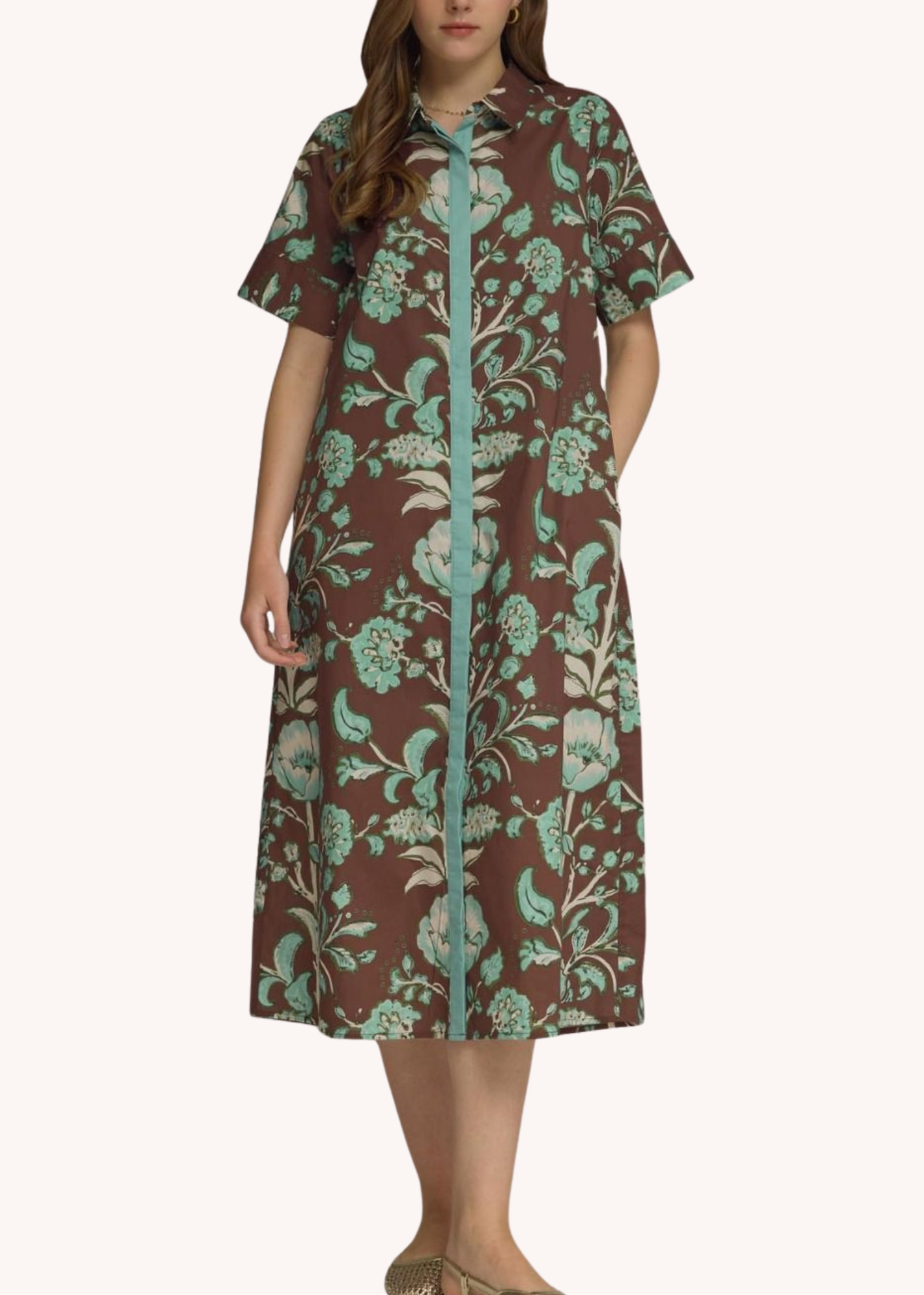 Lydia Cotton Midi Dress in Chocolate
