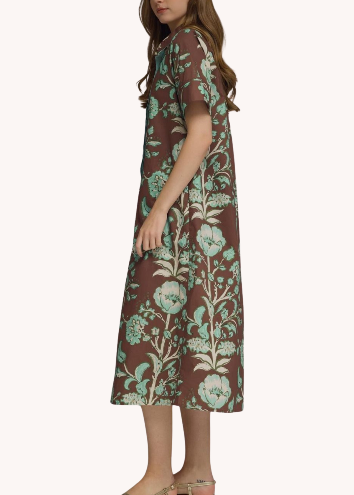Lydia Cotton Midi Dress in Chocolate