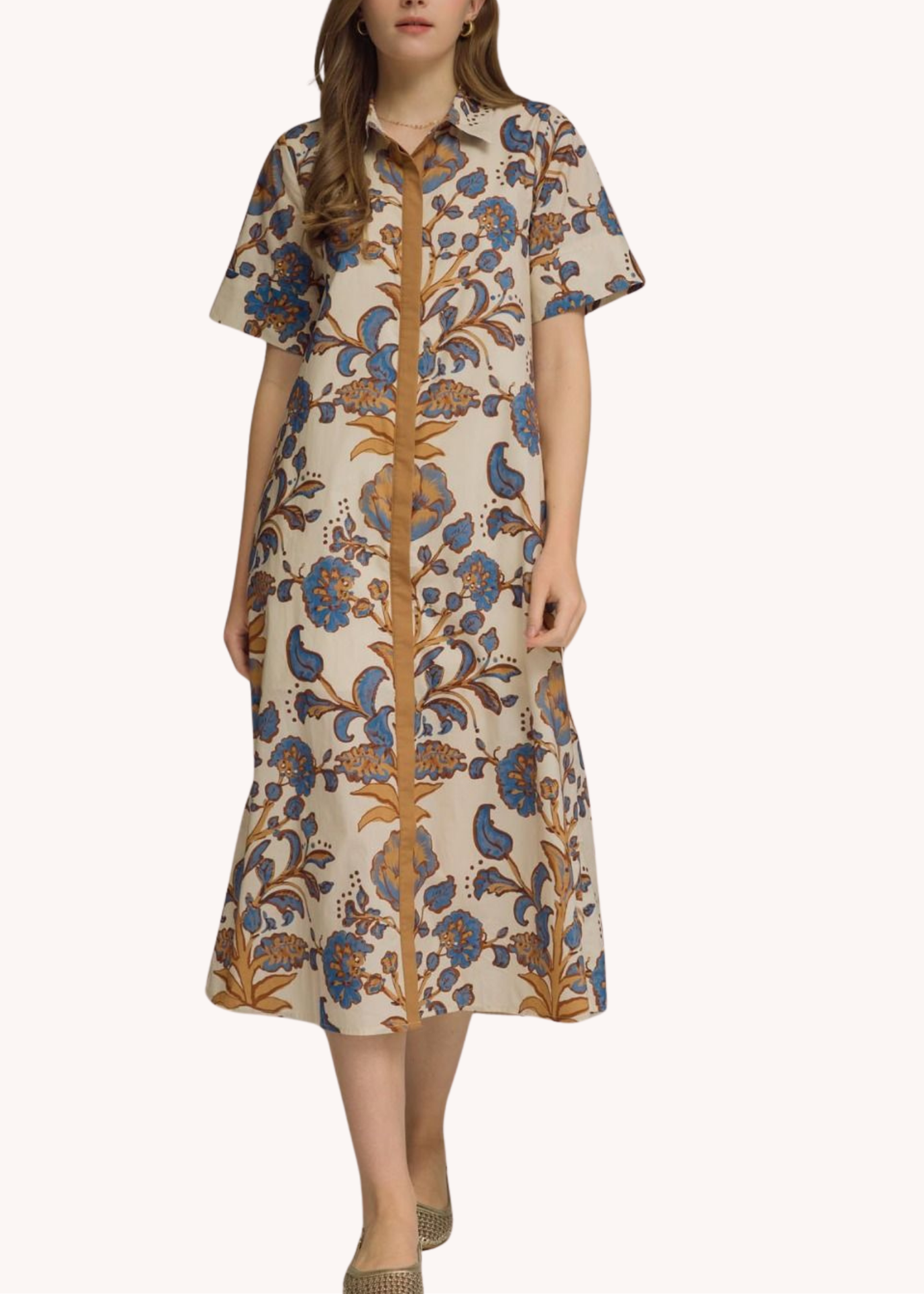 Lydia Cotton Midi Dress in Ecru