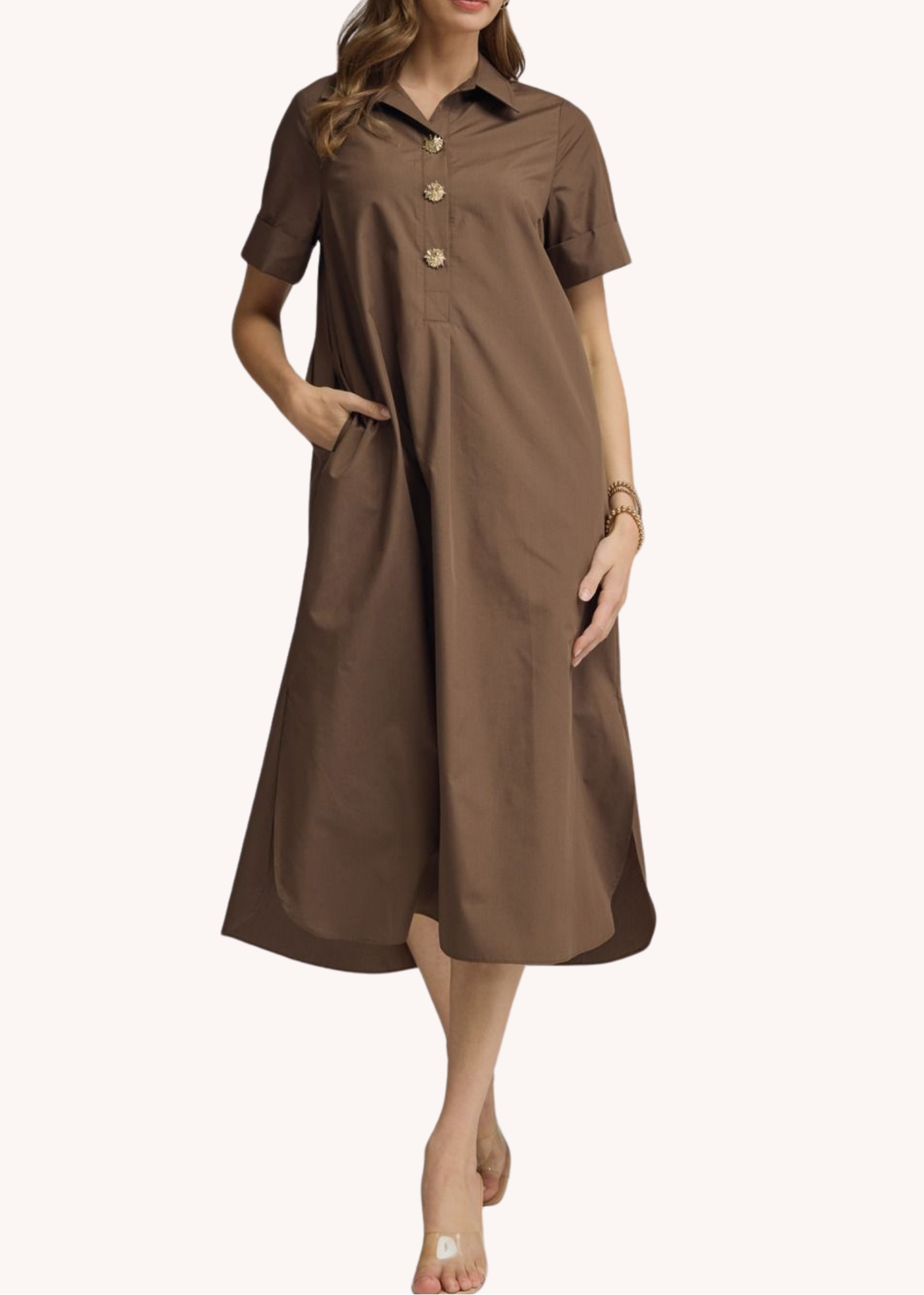 Sloane Midi Dress in Brown