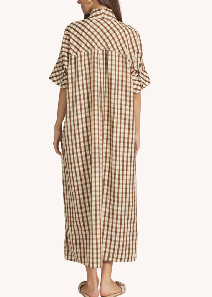 Gingham Kaftan in Brown