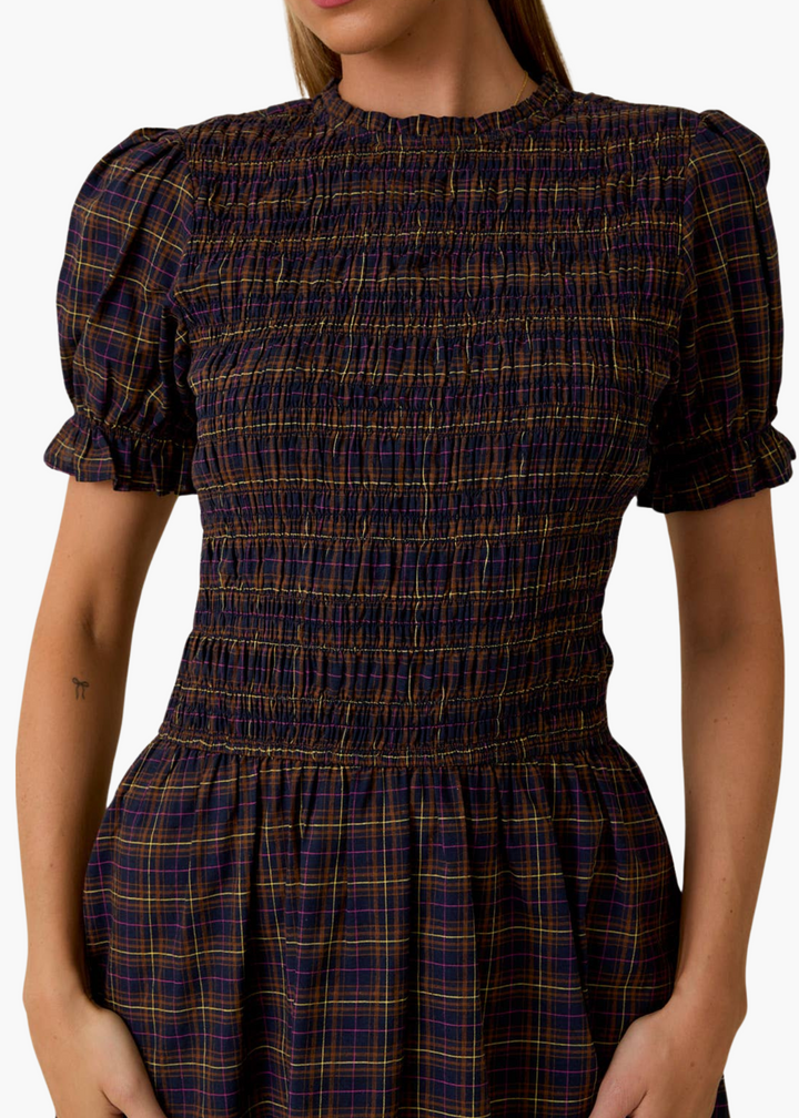 Laura Midi Dress in Fall Plaid