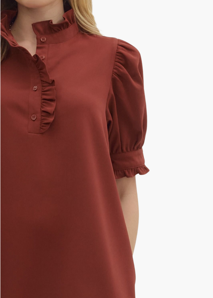 Esther Mini Dress in Brick