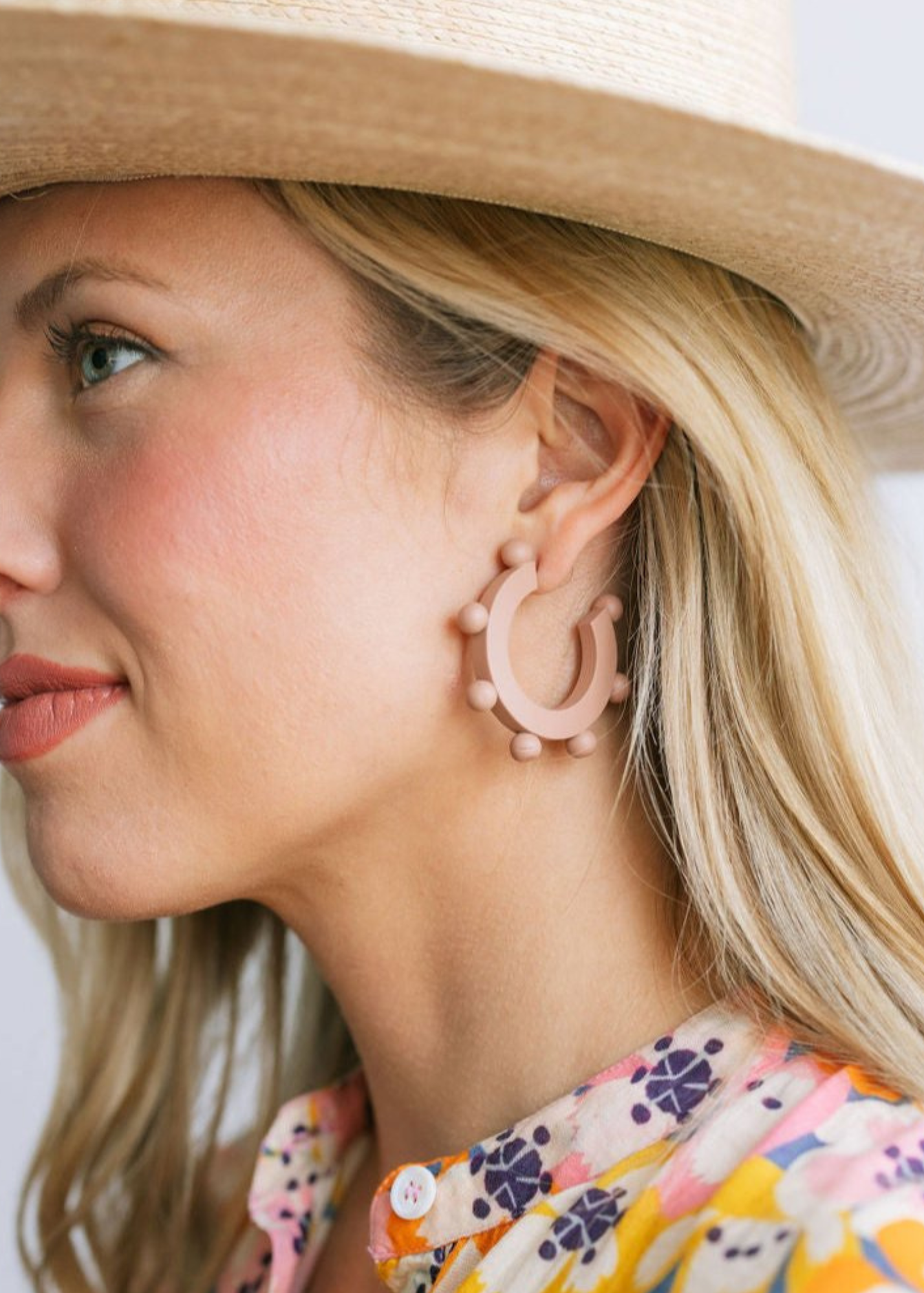 Dusty Rose Bead Hoops