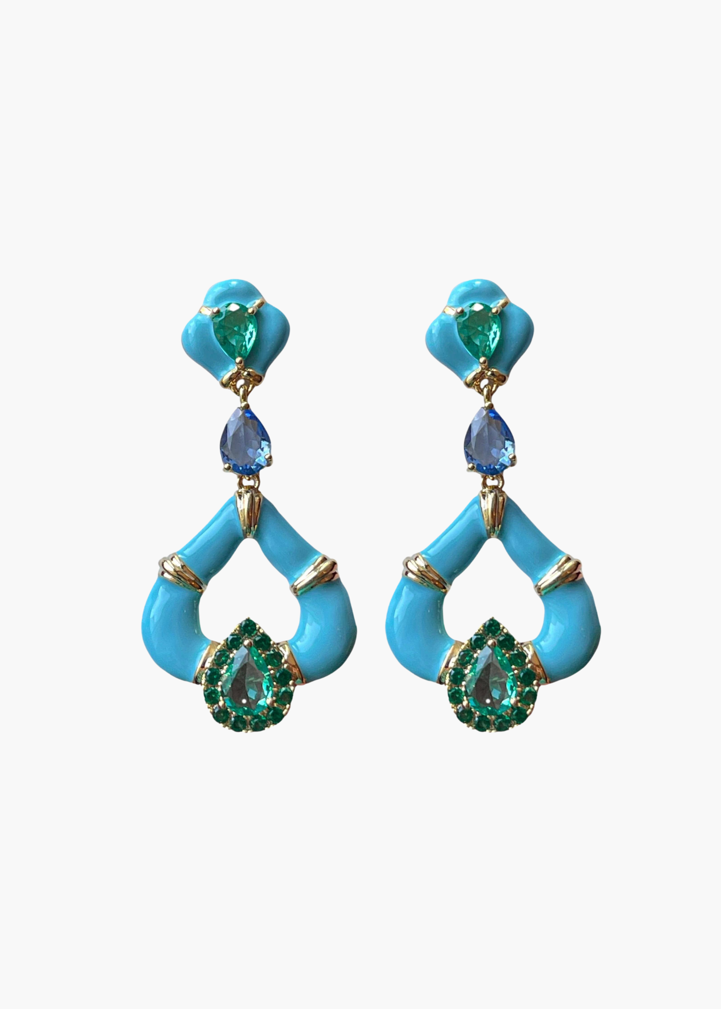 Aegean Dream Crystal Turquoise Teardrop Statement Earrings
