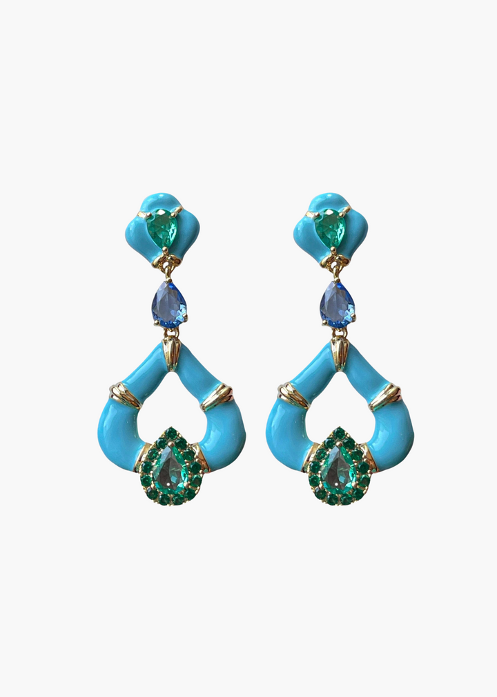 Aegean Dream Crystal Turquoise Teardrop Statement Earrings