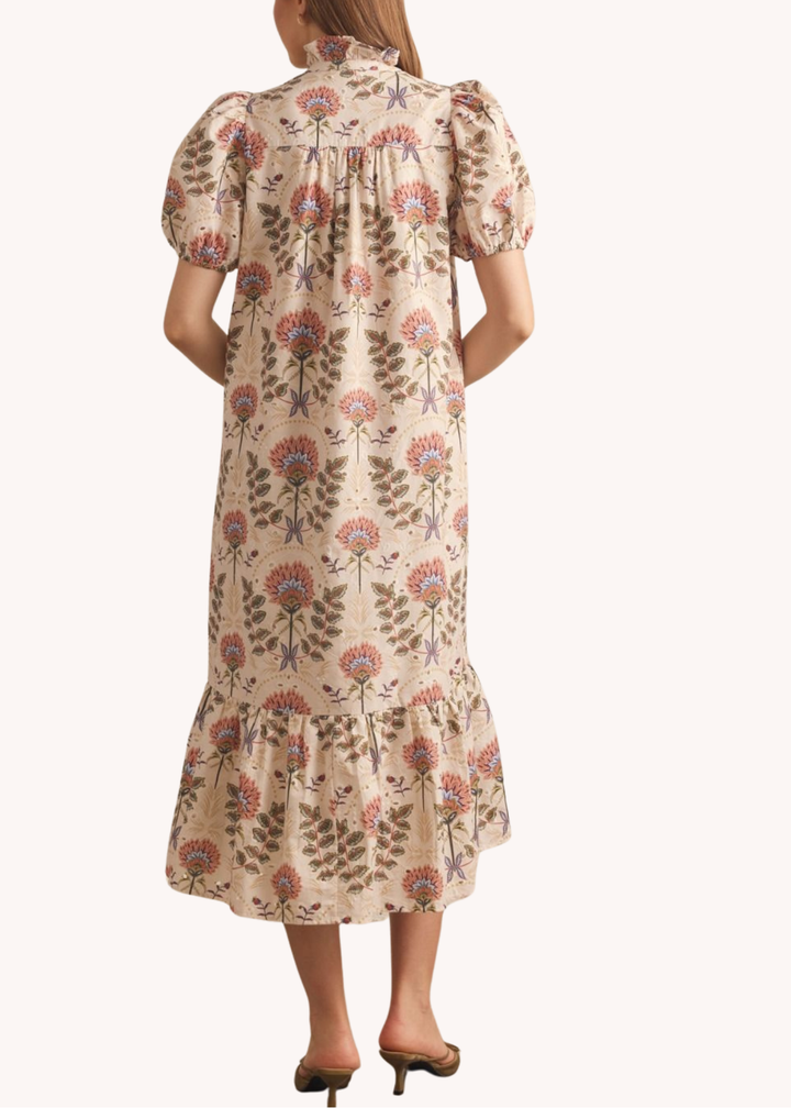 Miller Cotton Midi Dress in Ecru