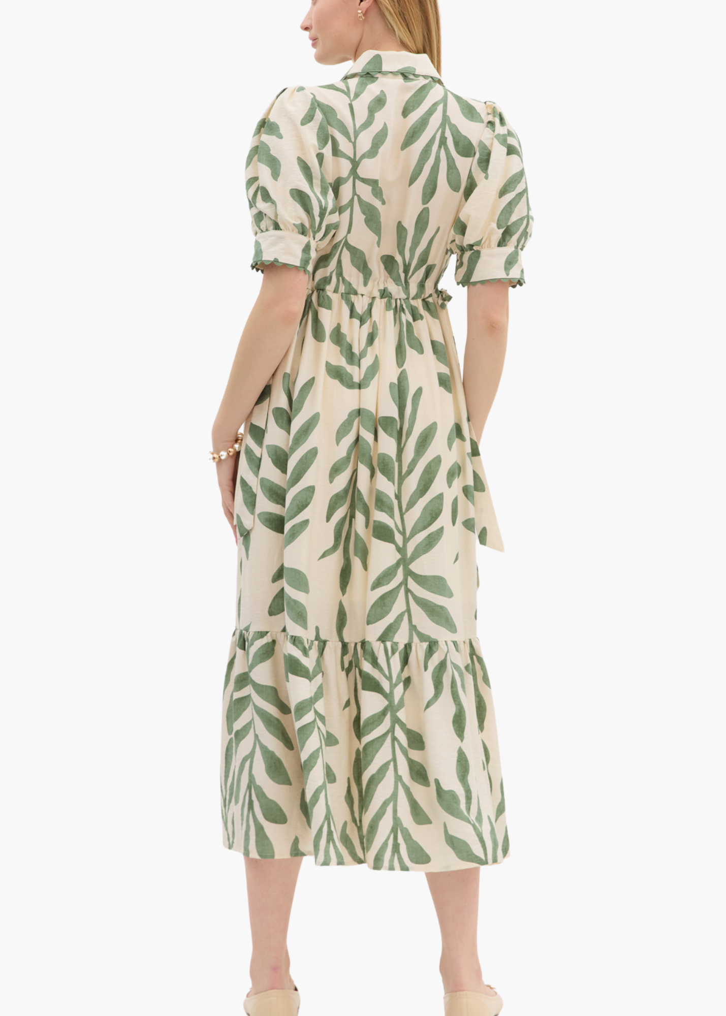 Palm Midi Dress in Olive