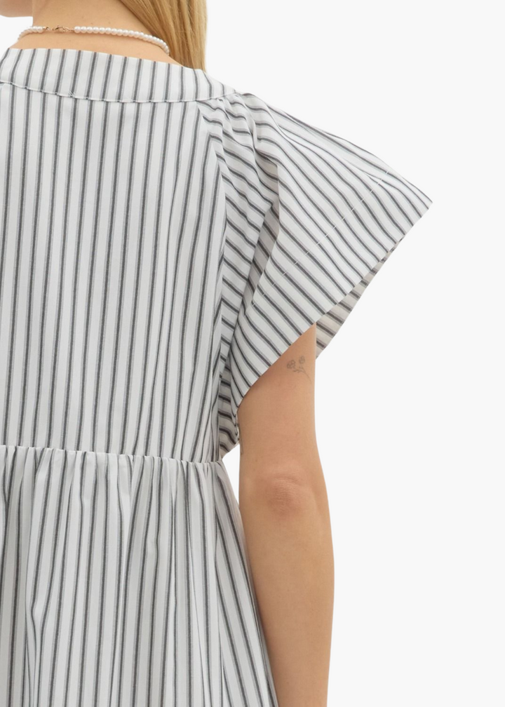 Molly Midi Dress in Cream Black Stripe