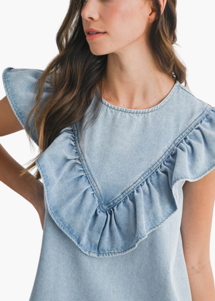 Jen Mini Dress in Light Denim