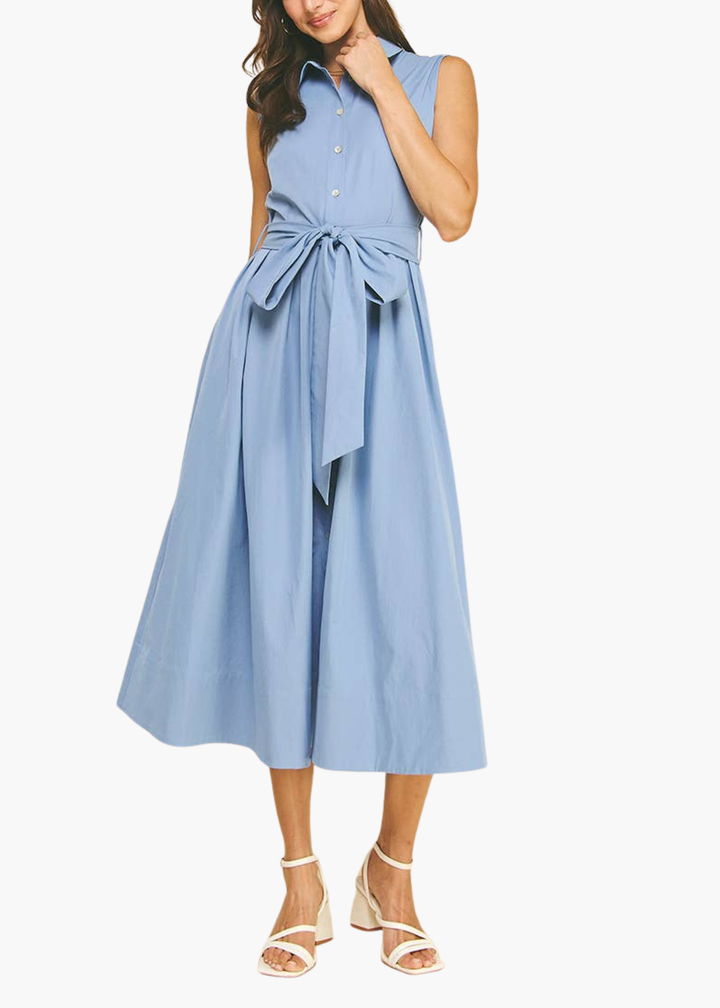 Hayden Midi Shirt Dress in Blue