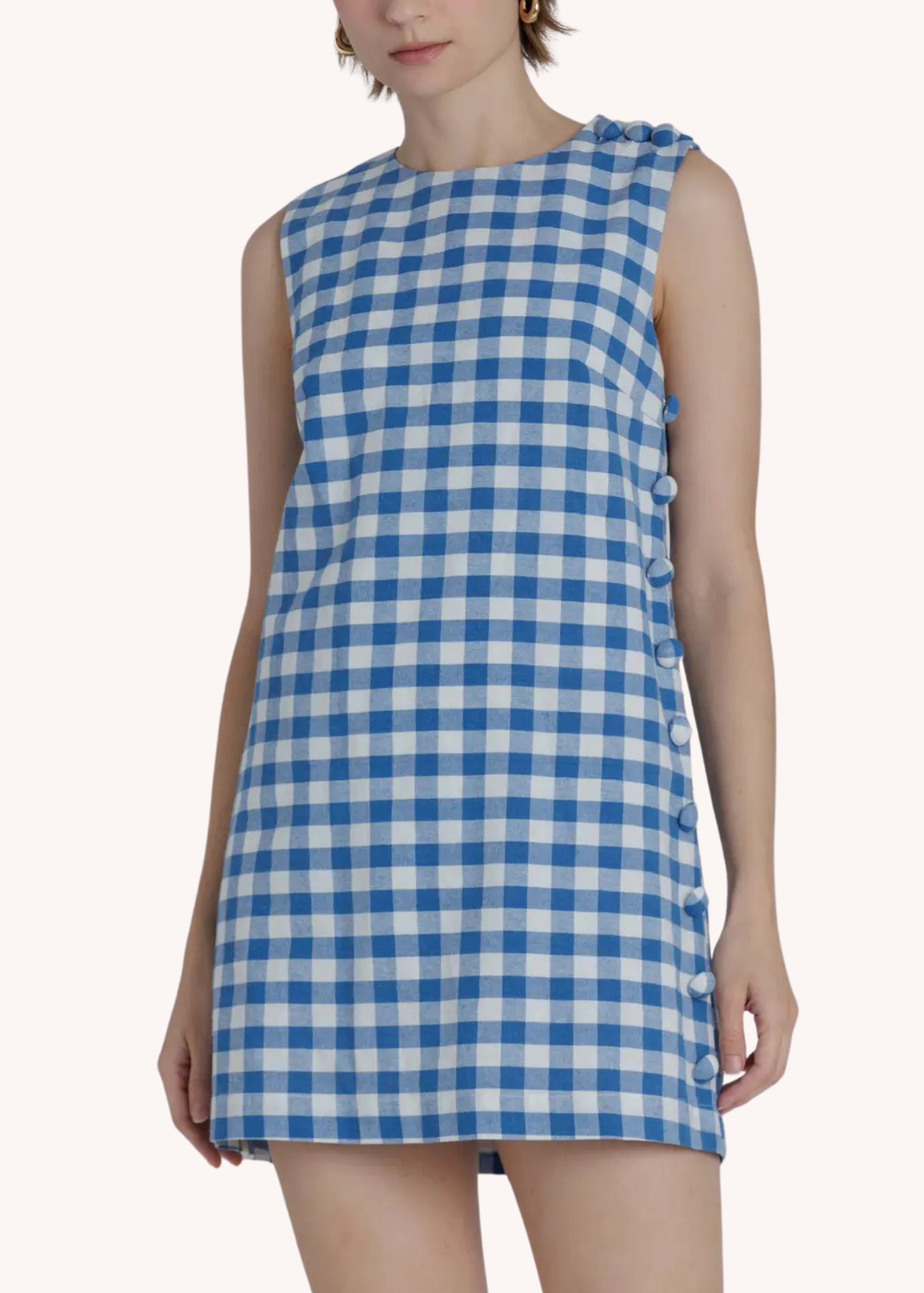 Sadie Mini Shift Dress in Blue Gingham