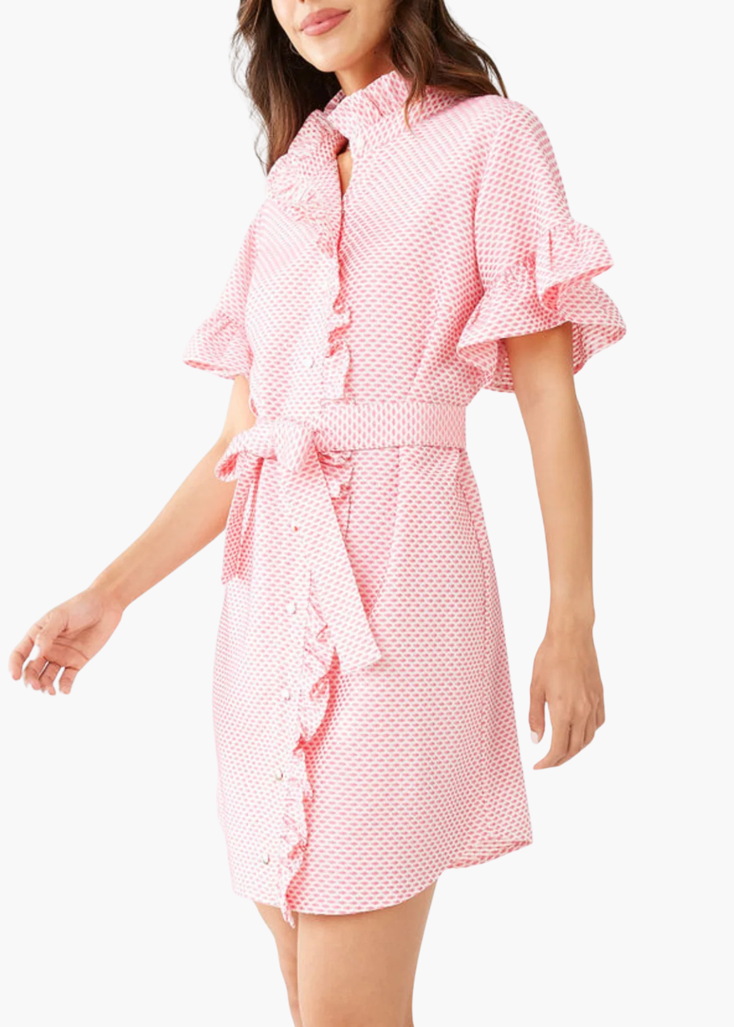 Katie Dress Salmon Tufted Cotton