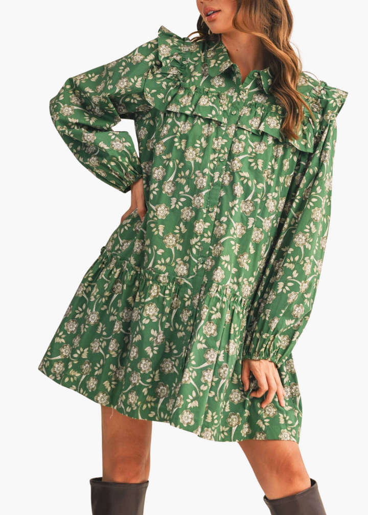 Genevieve Mini Dress in Green
