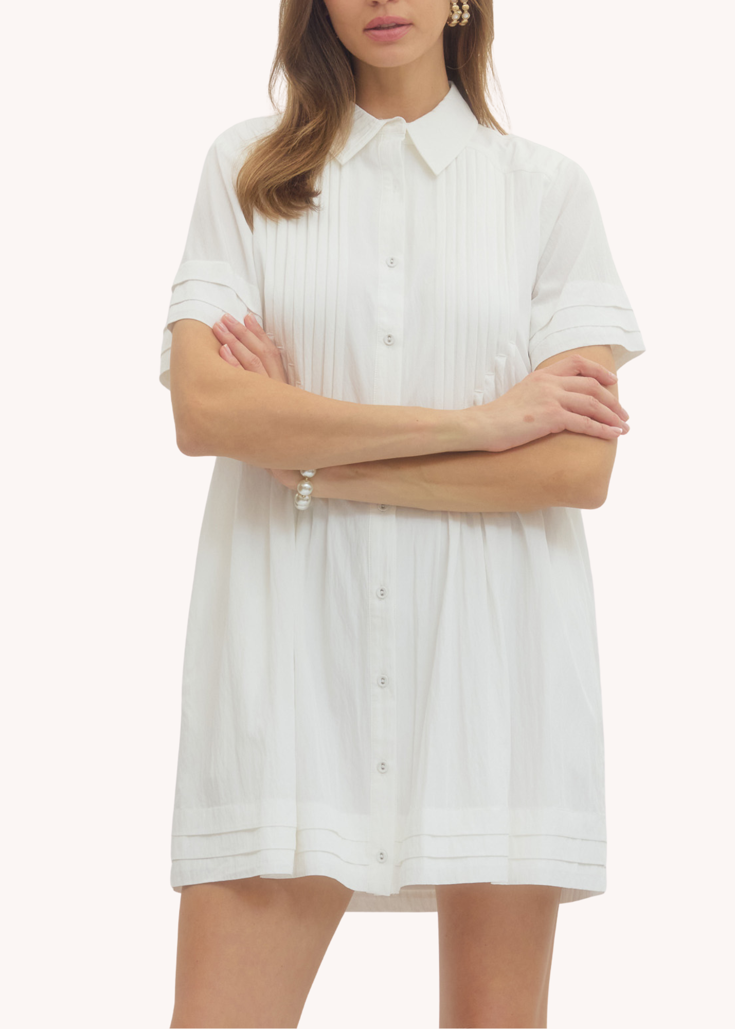 saylor eleanor smocked mini dress in White – Poppy and Pink while the chiffon material Tamaño:Estados Unidos 16 womens-fashion Fit-and-Flare Long Sleeve Wedding