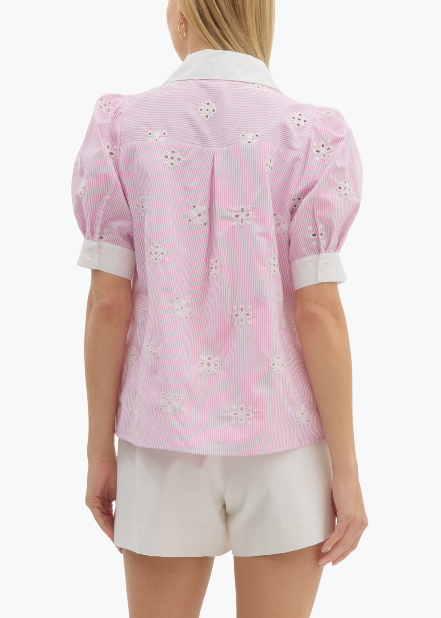 Tara Eyelet Top in Pink