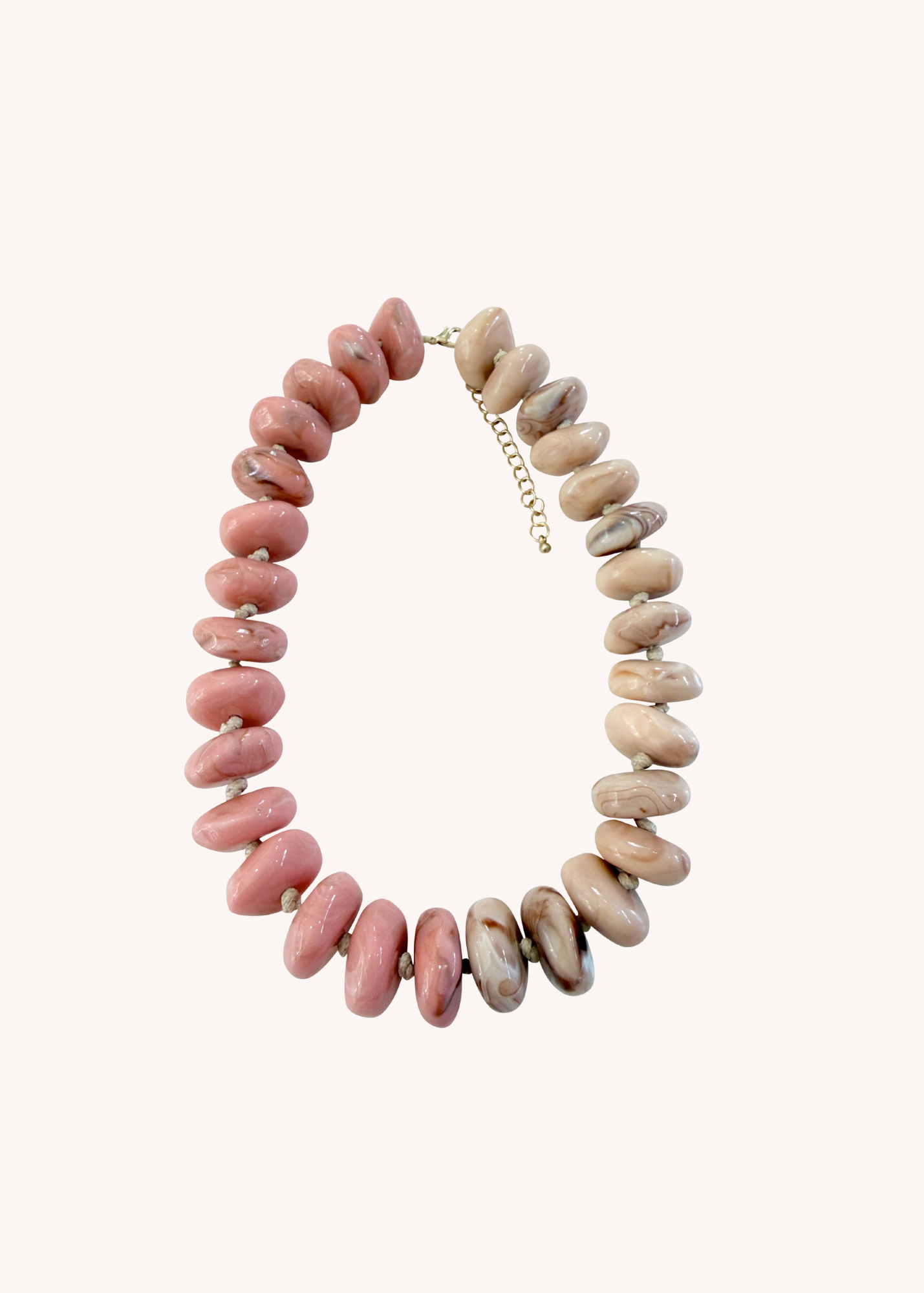 Delray Chunky Beaded Necklace in Pink Tan Mix