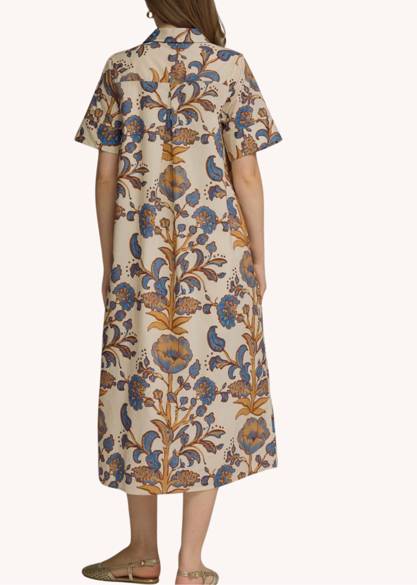 Lydia Cotton Midi Dress in Ecru